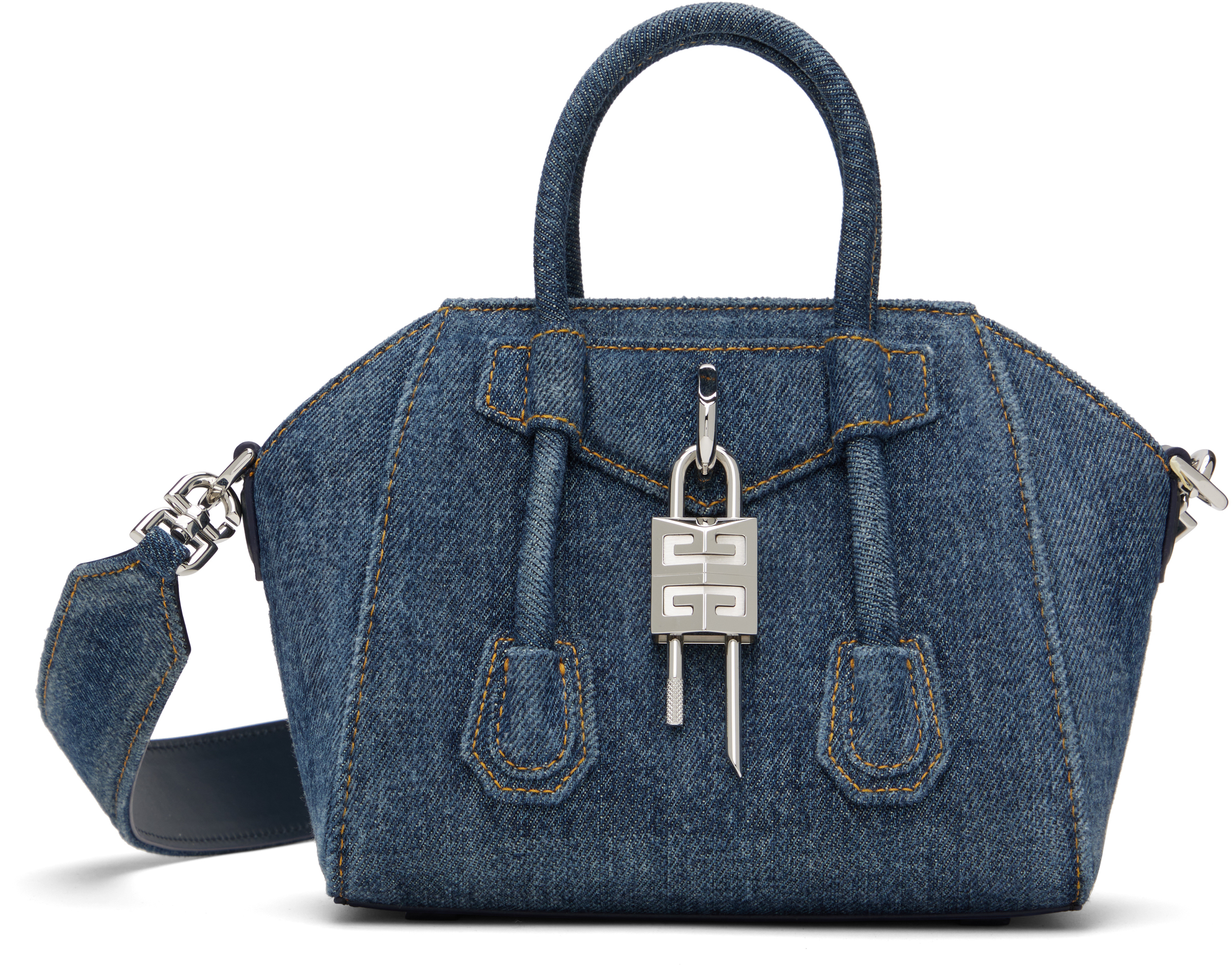 Blue Denim Antigona Lock Toy Bag