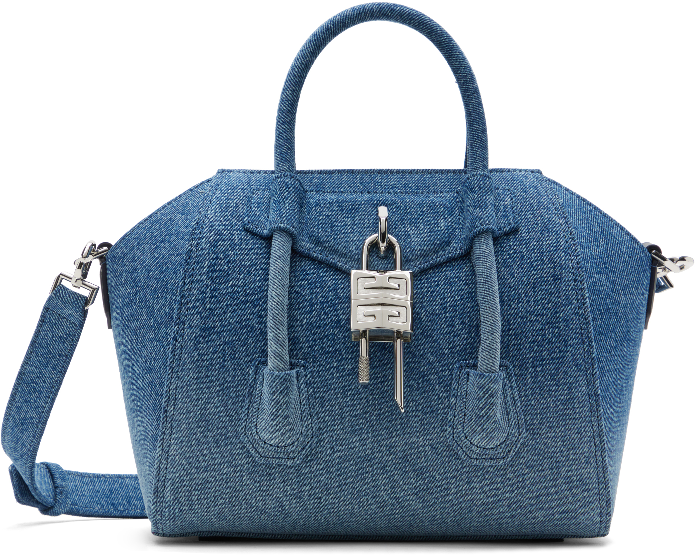 Givenchy Blue Mini Antigona Lock Bag