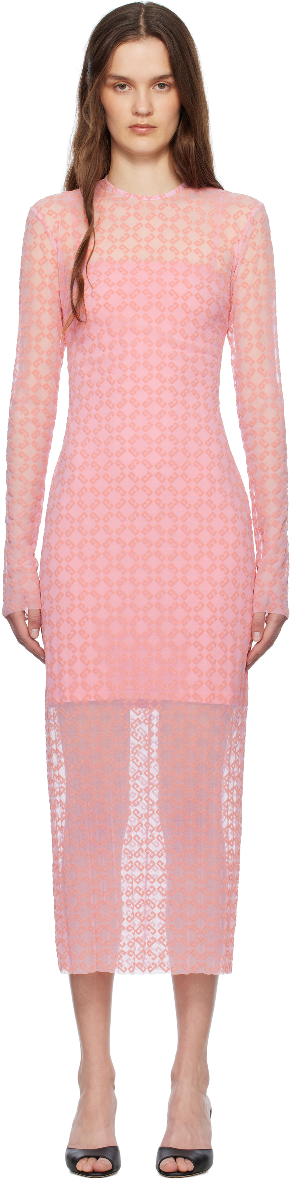 Pink Monogram 72 Tulle Midi Dress