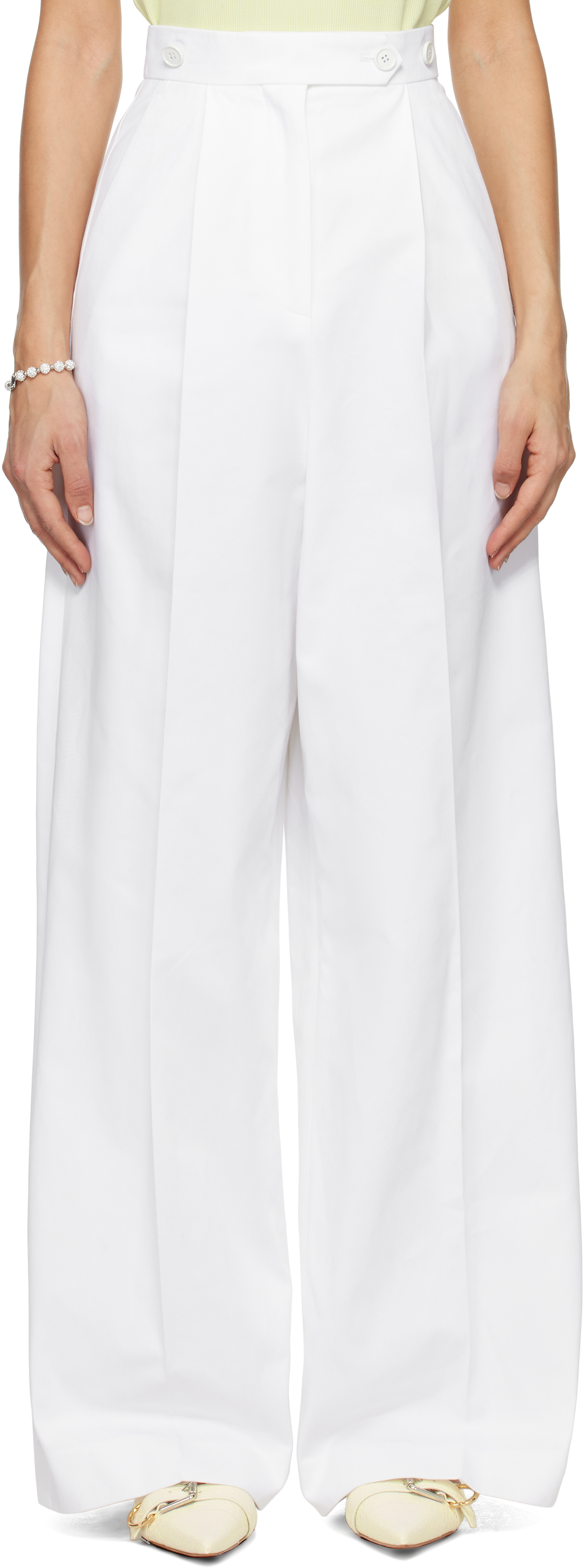 White Pleated Trousers