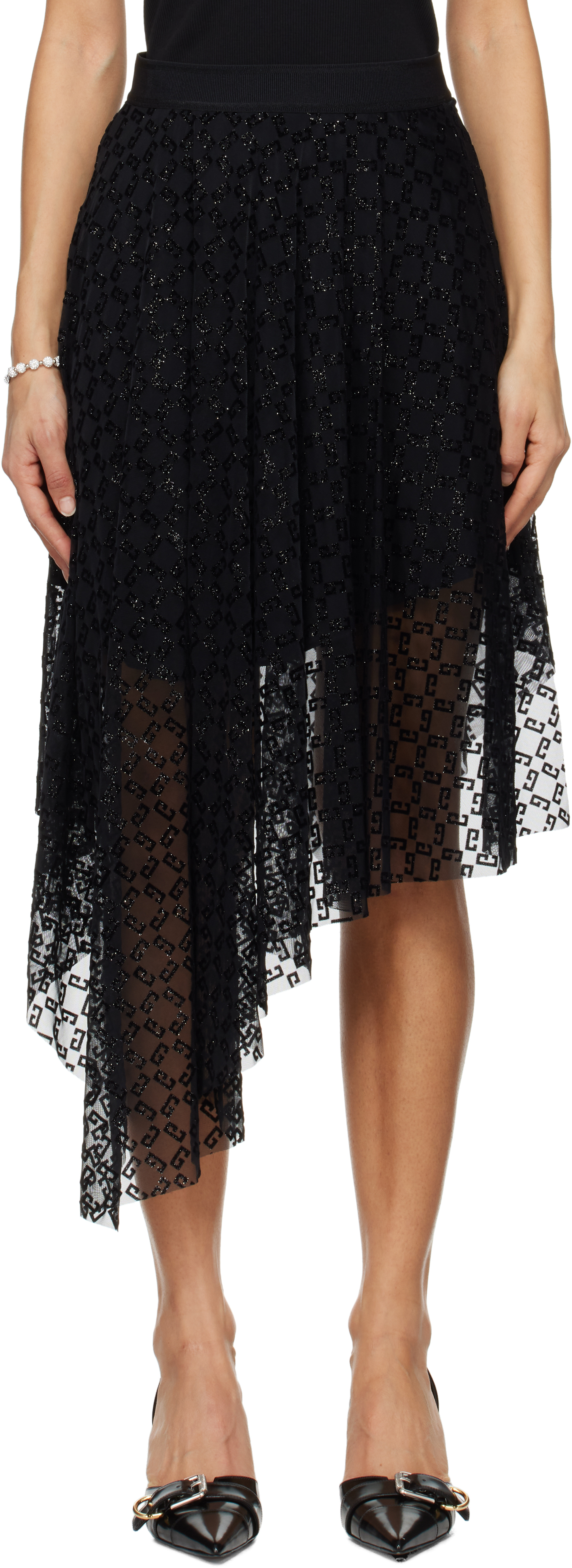 Black Tulle Midi Skirt