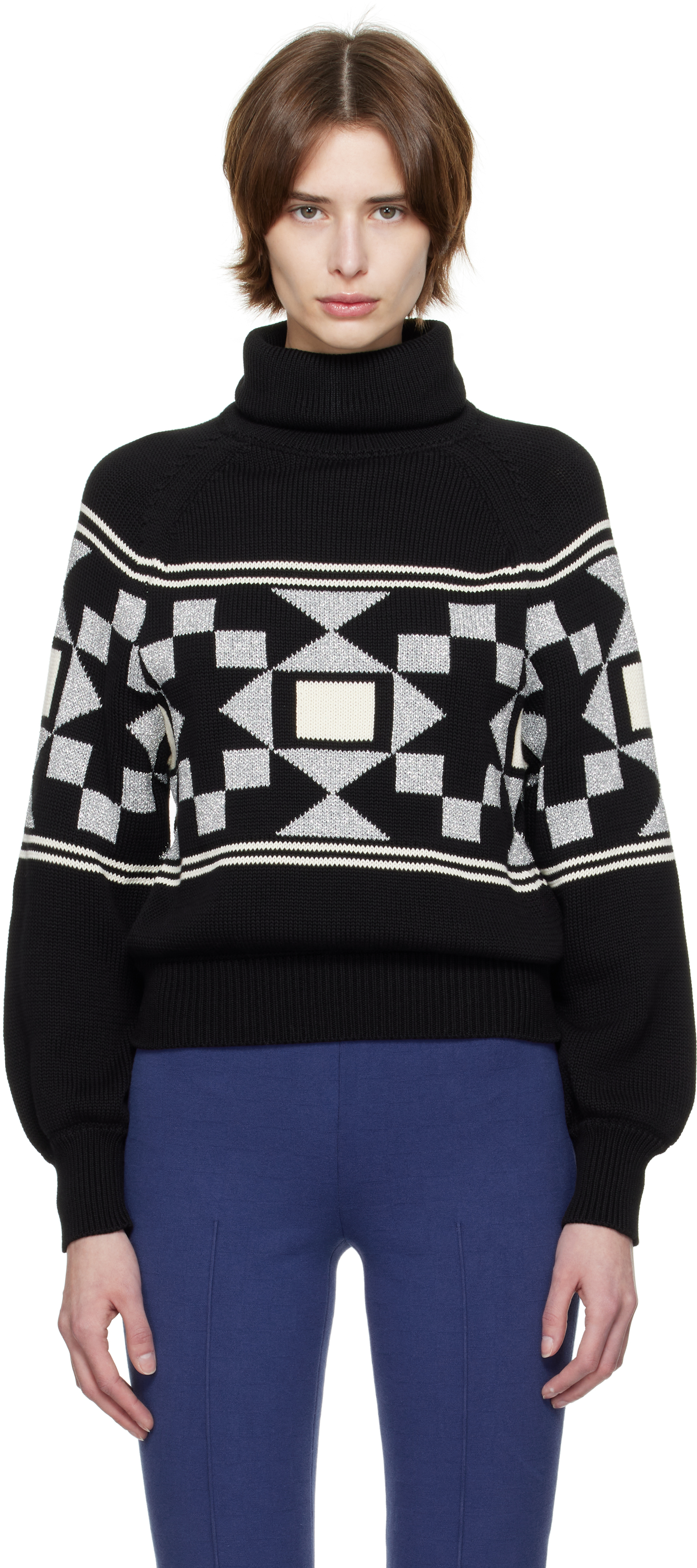 Black Lara Fairisle Turtleneck