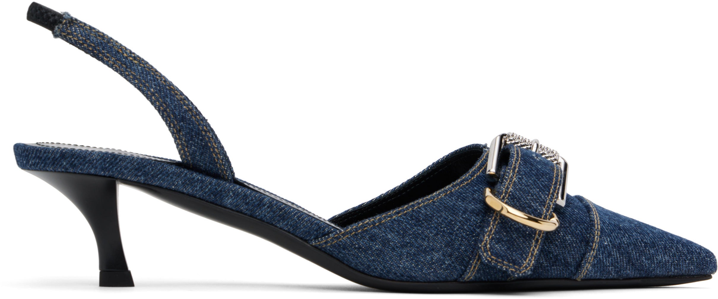 Navy Voyou Slingback Heels