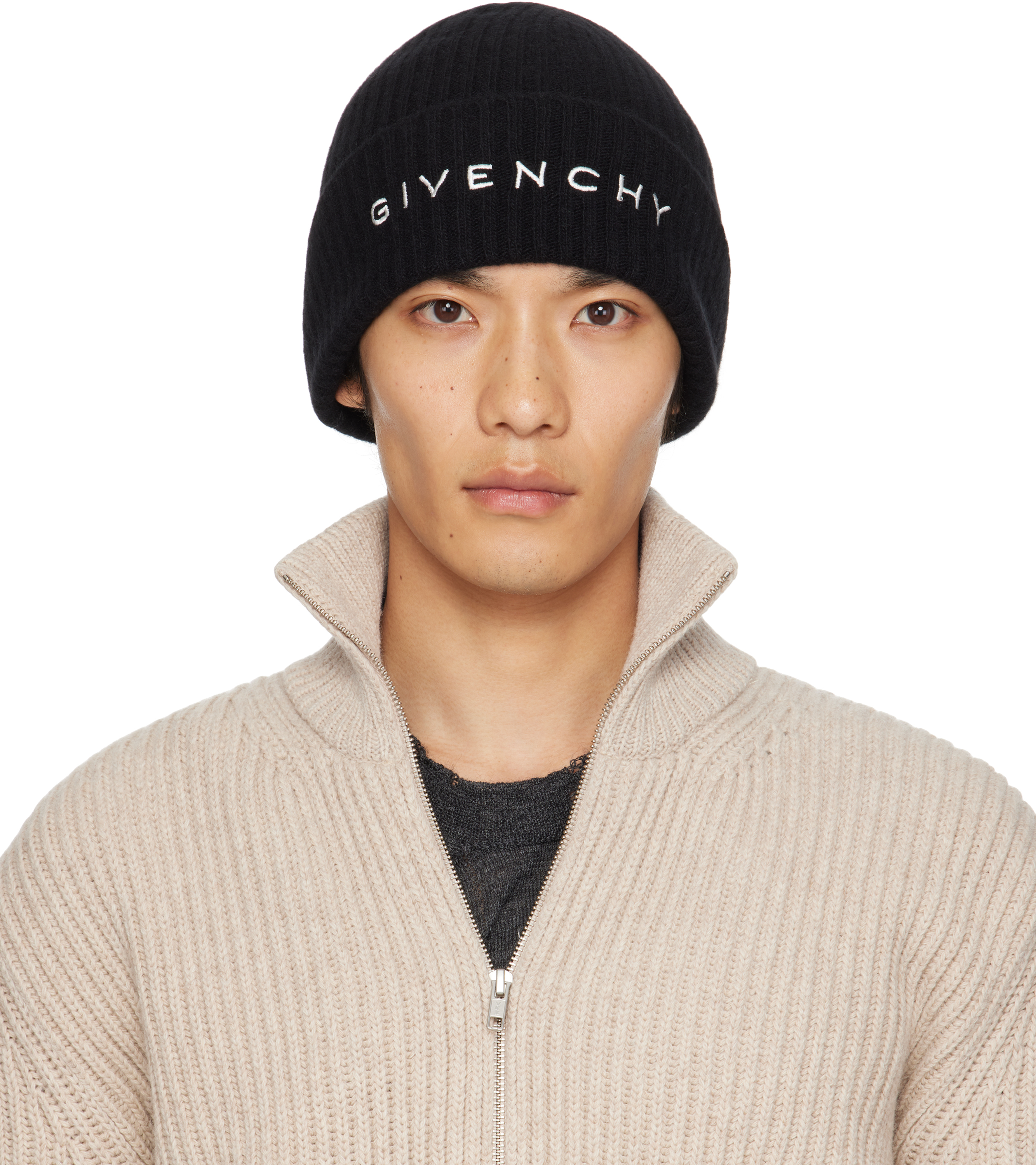 Black 'Givenchy' 4G Embroidered Beanie