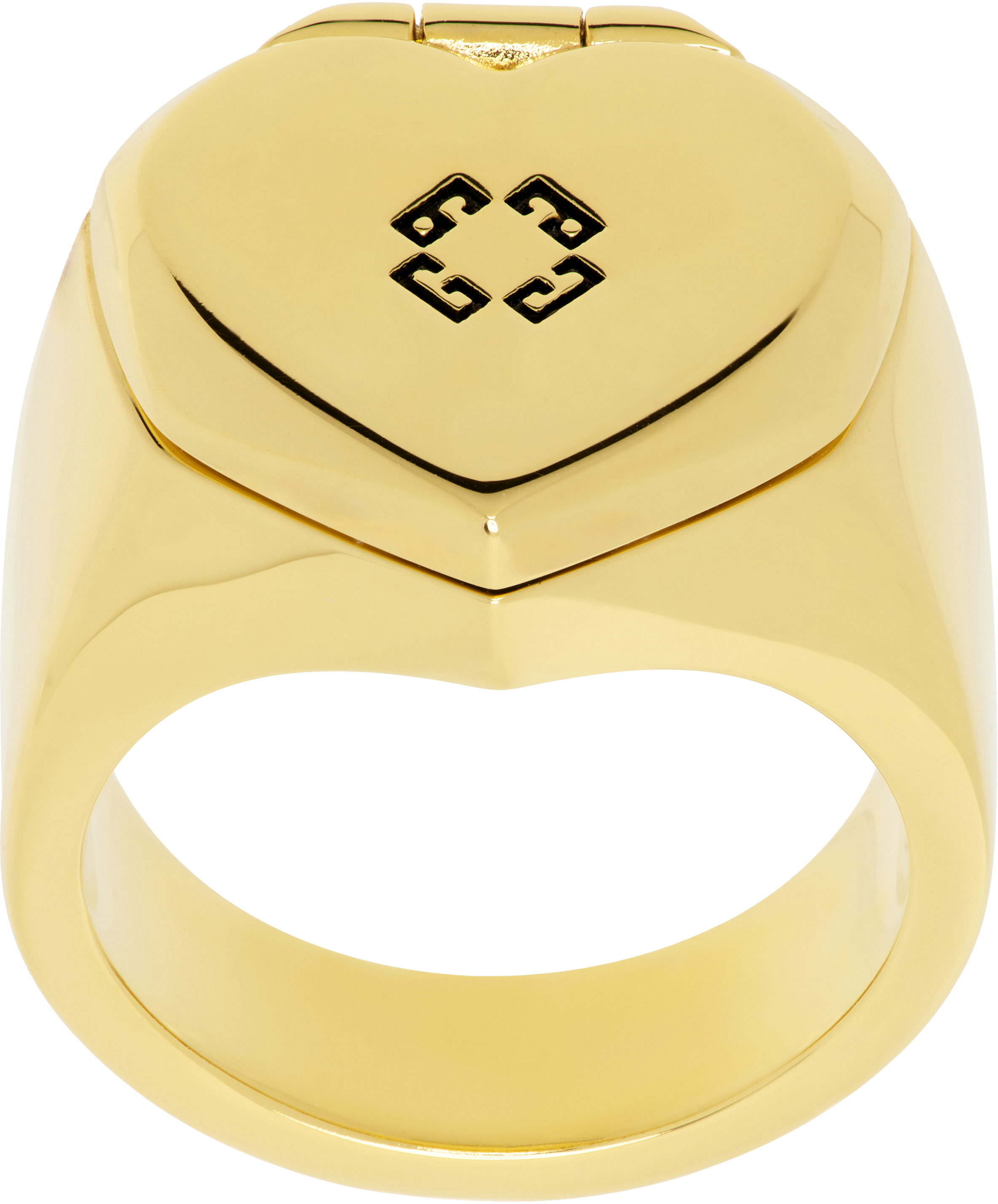 Gold Heart Mirror Signet Ring