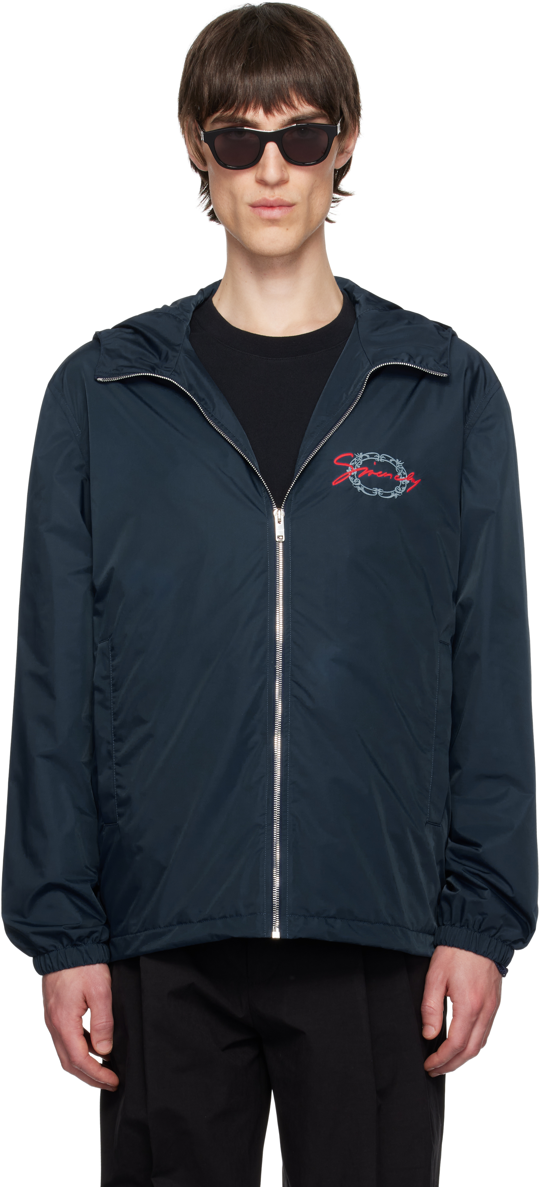 Navy 'GIVENCHY' Medallion Windbreaker