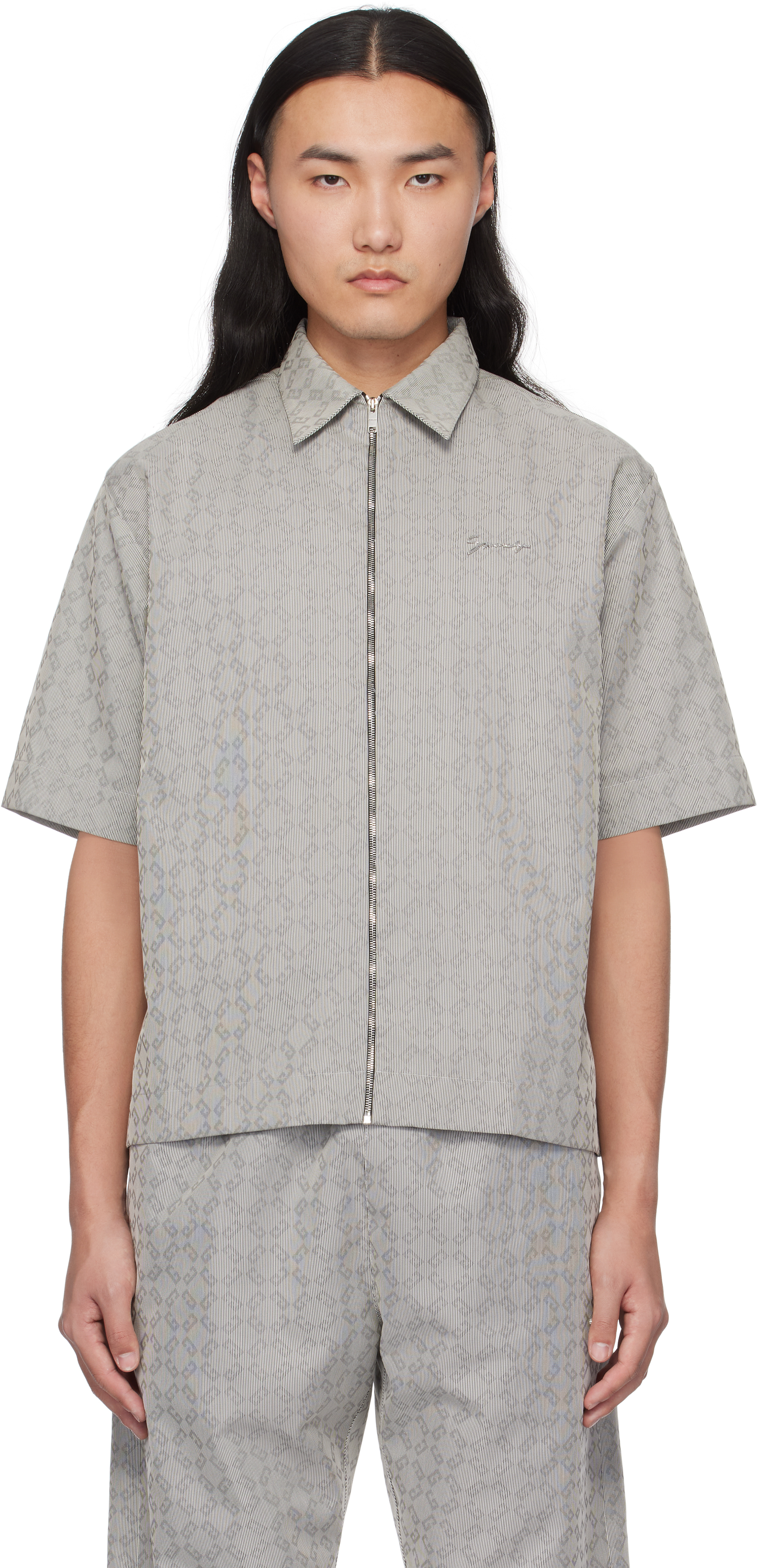 Gray Monogram 72 Jacquard Zipped Shirt