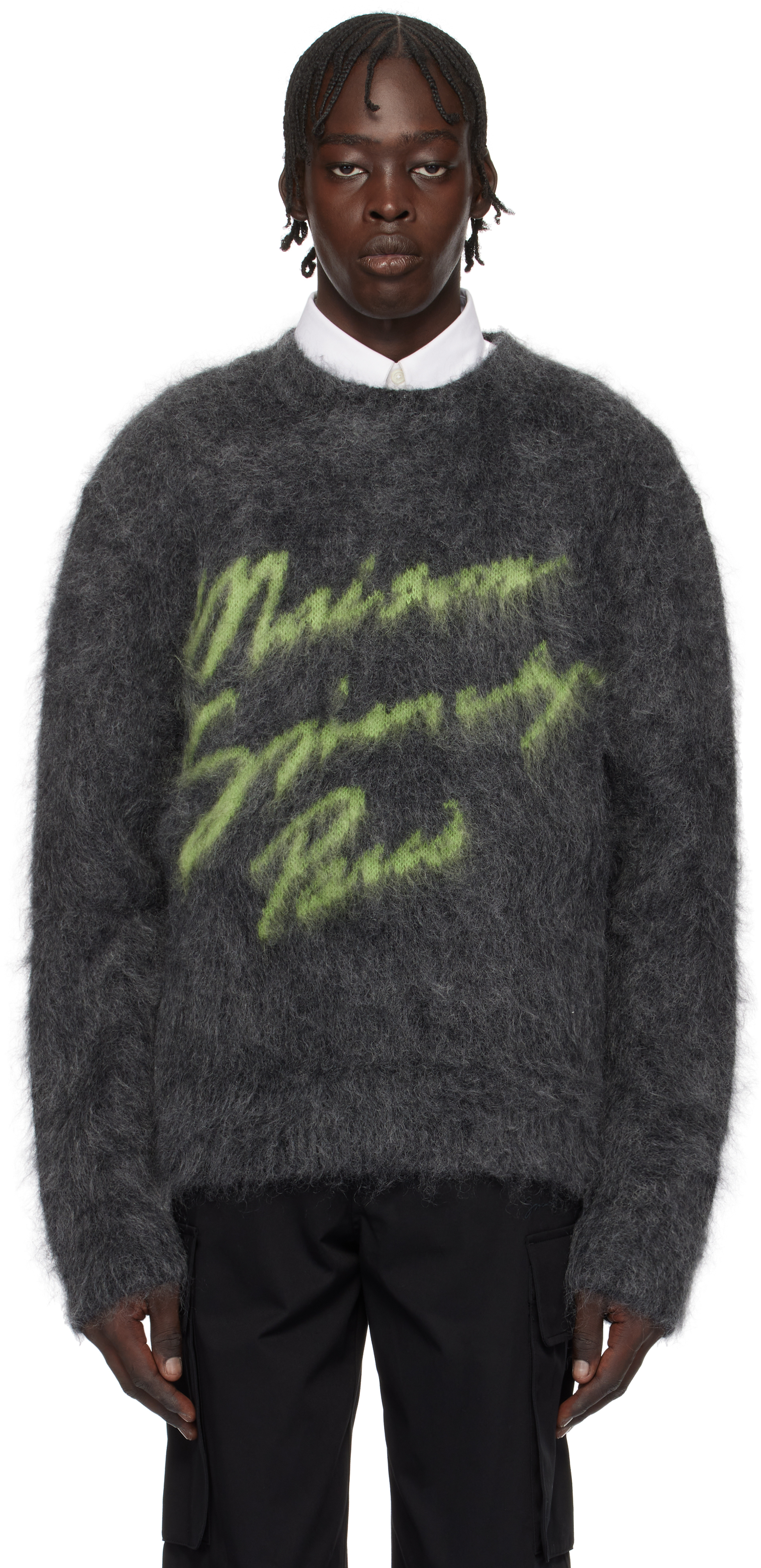 Givenchy Grey Maison '' Jumper In 025-charcoal