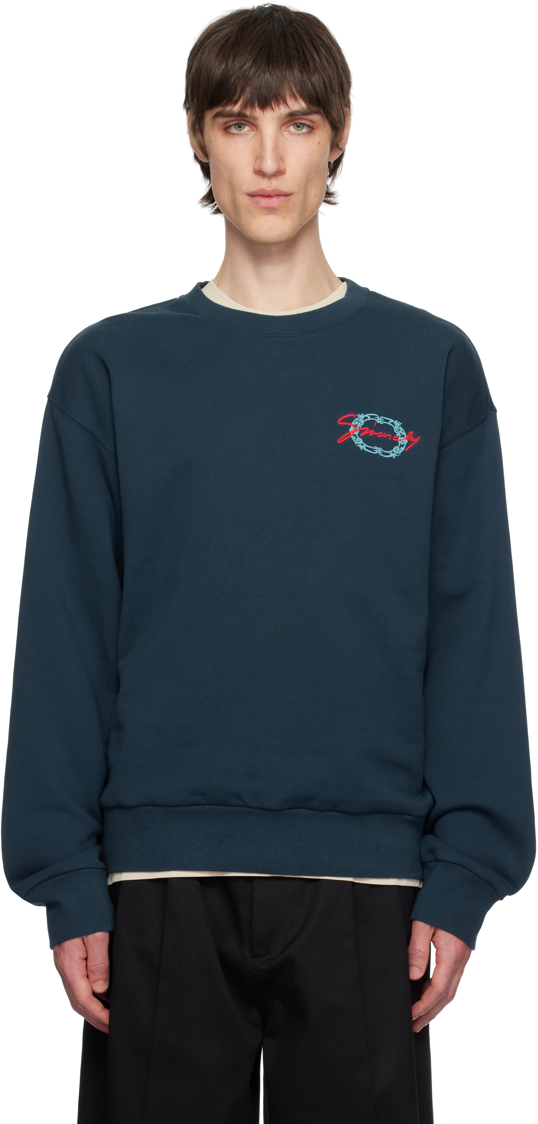 Navy 'GIVENCHY' Medallion Sweatshirt