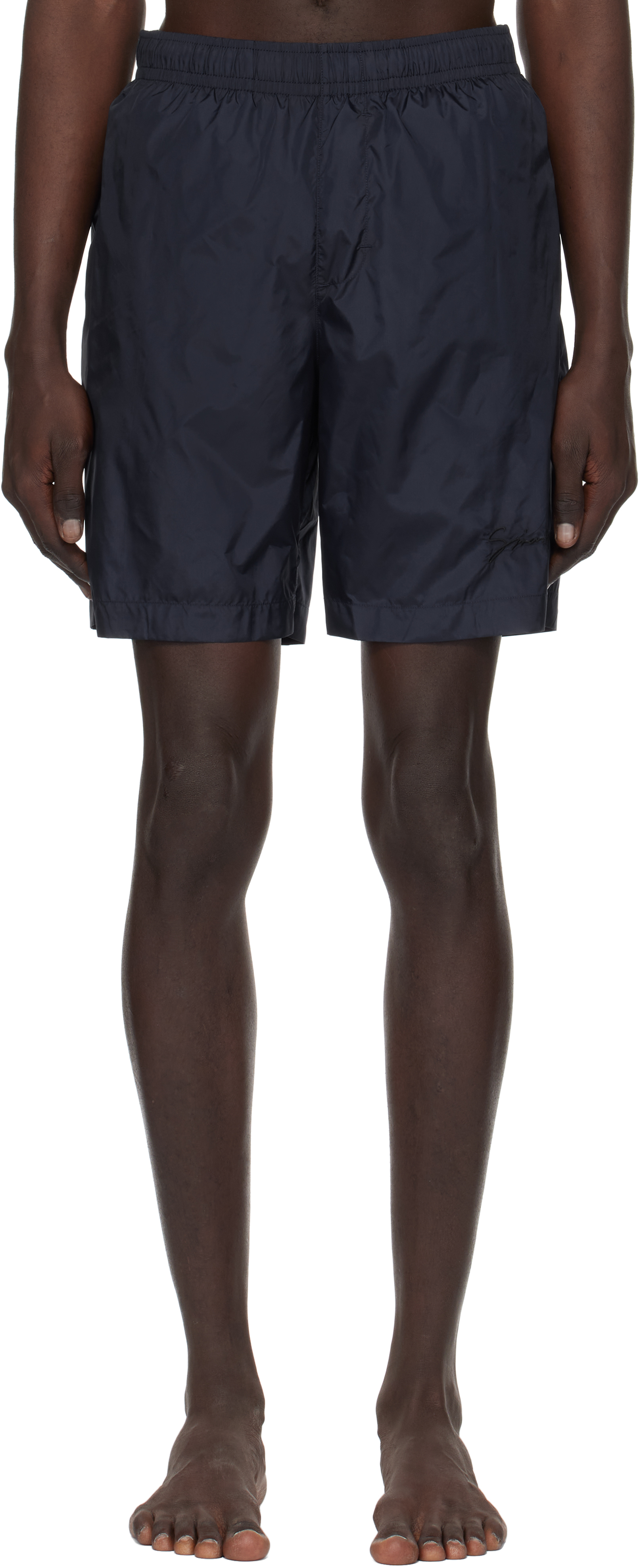 Navy Logo Embroidery Swim Shorts