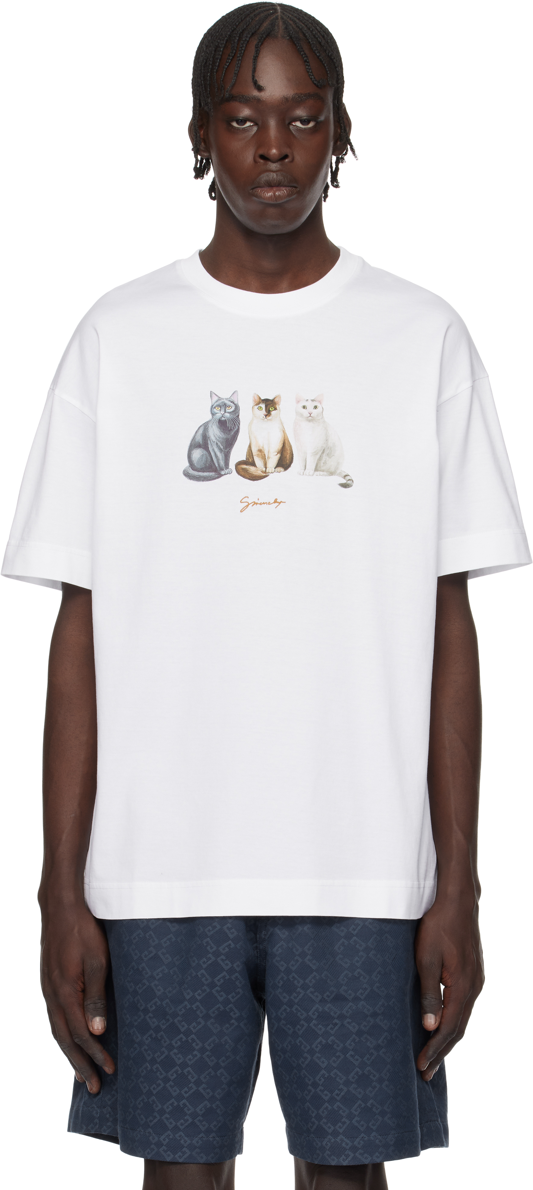 【関税込み】Givenchy ホワイト Cats プリントTシャツ White Cats Print T-shirt by Givenchy on Sale