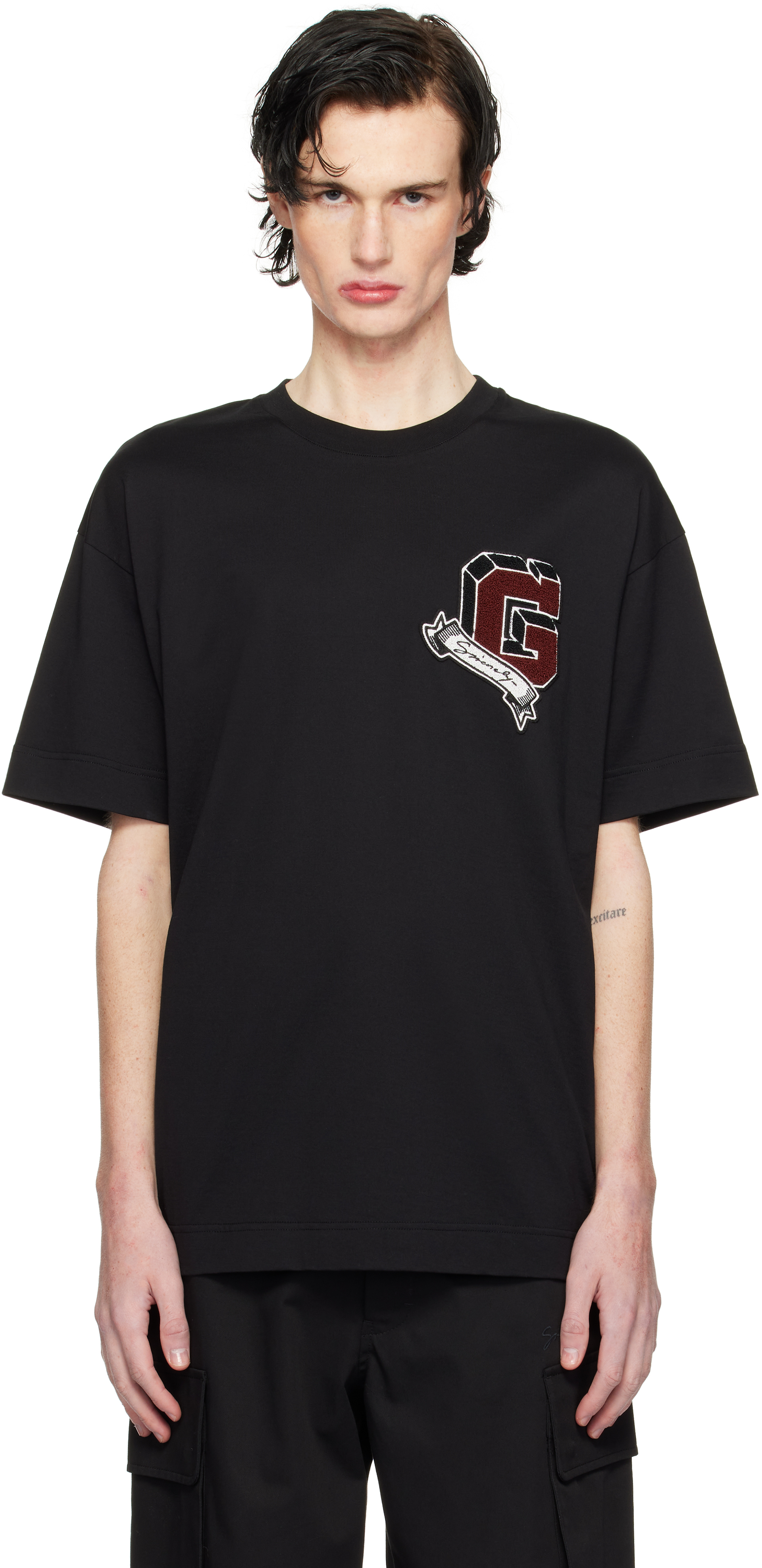 Black 'GIVENCHY' College T-shirt