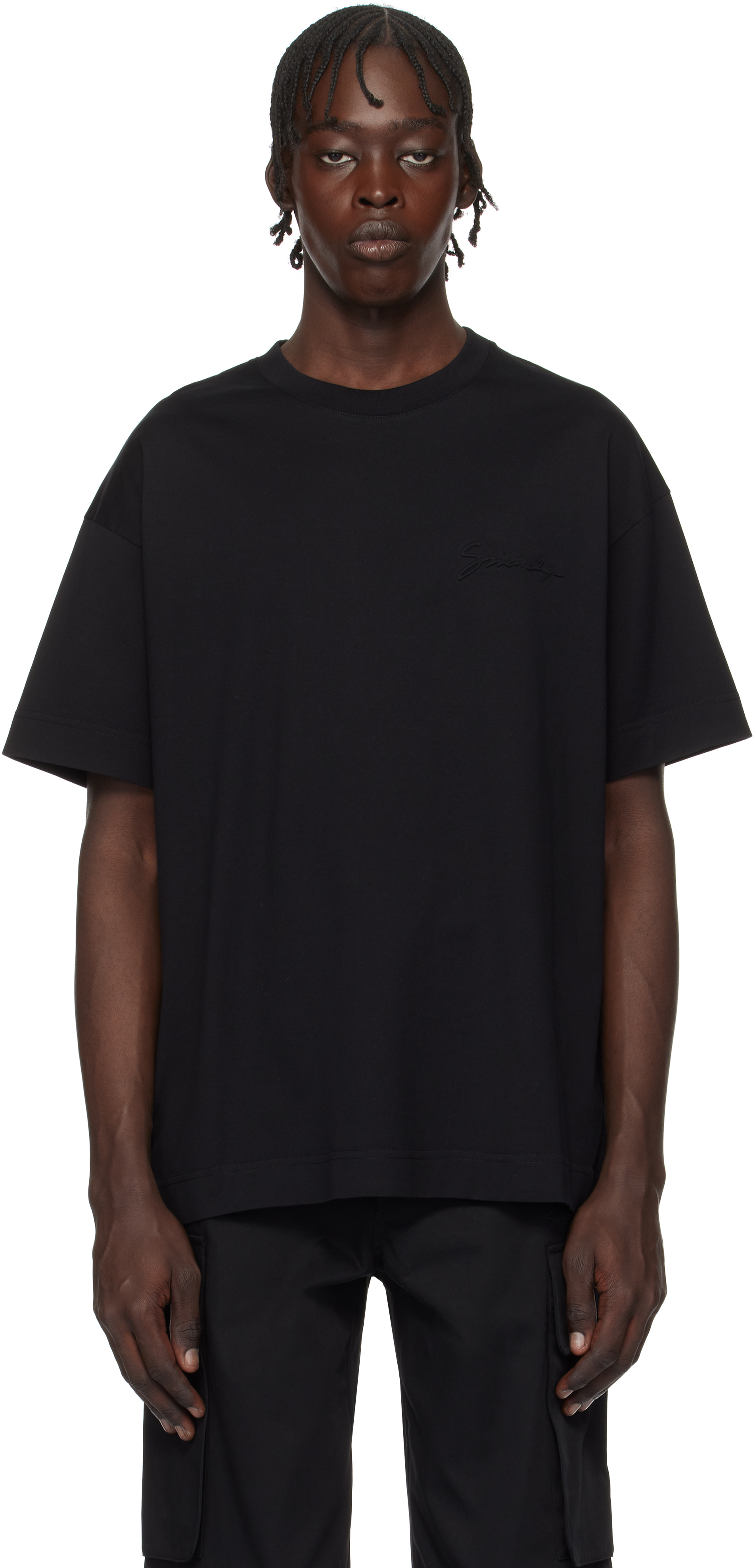 Tシャツ・カットソー Givenchy Black cotton t-shirt T-shirt in cotton with GIVENCHY patch in - black | Givenchy ES