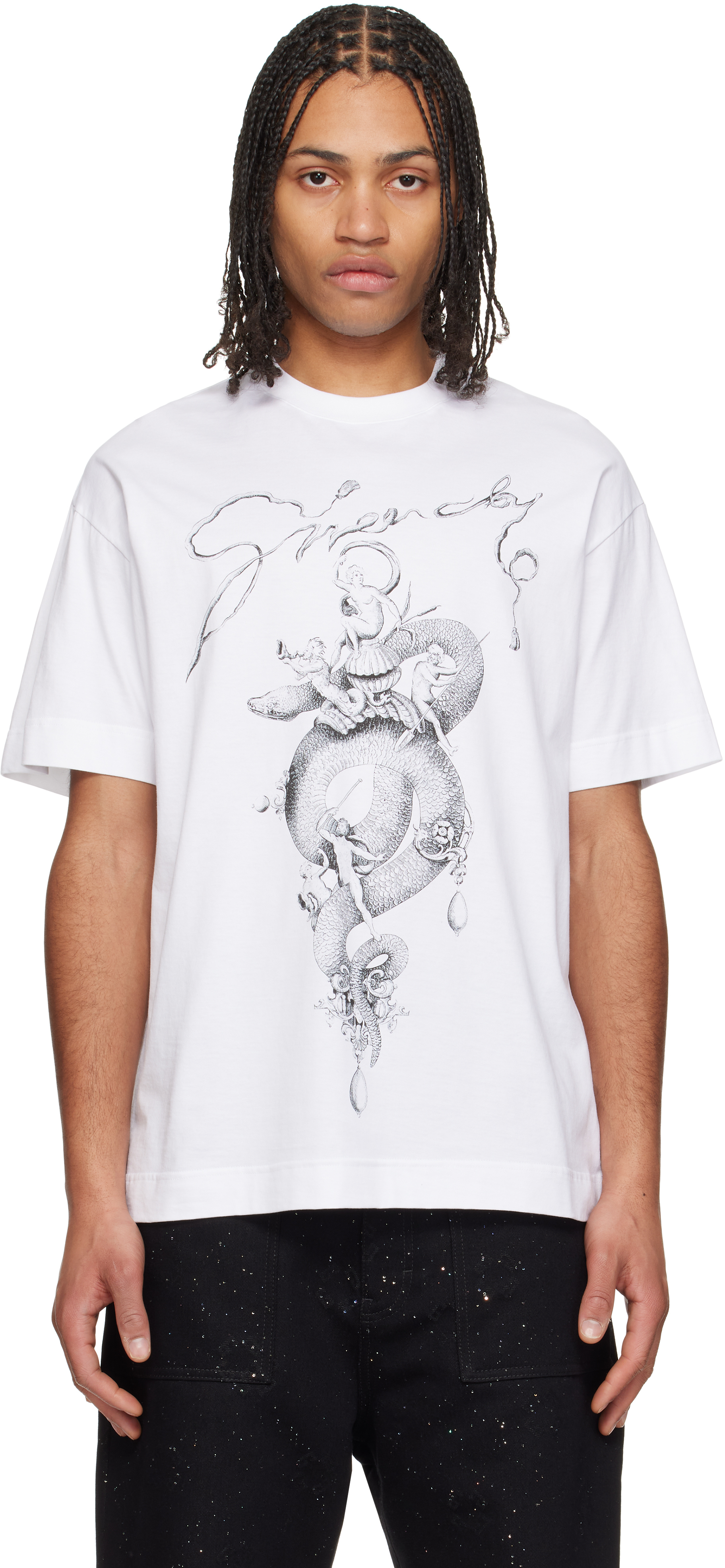 White Chandelier & Snake Print T-shirt