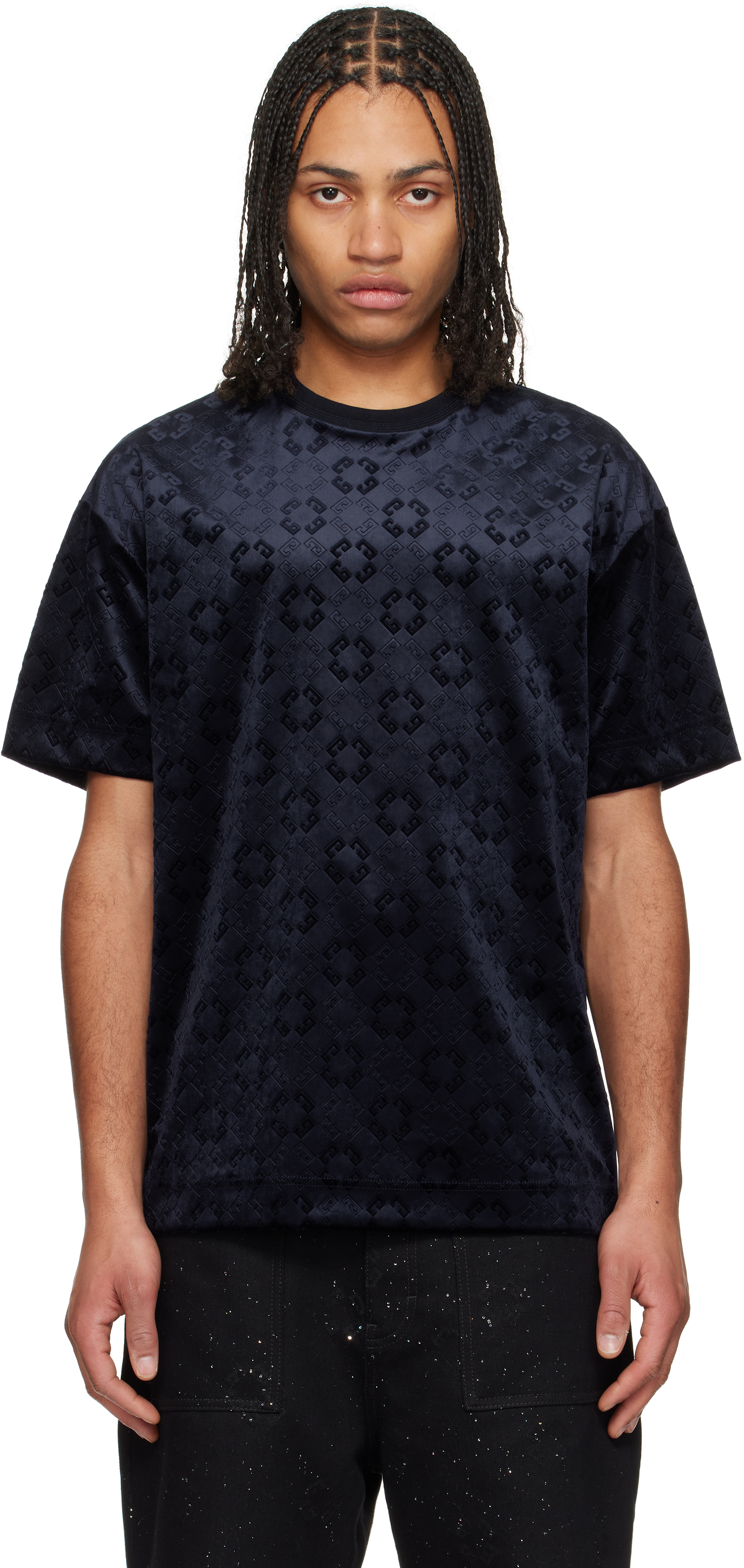 Navy Monogram 72 Velvet T-shirt