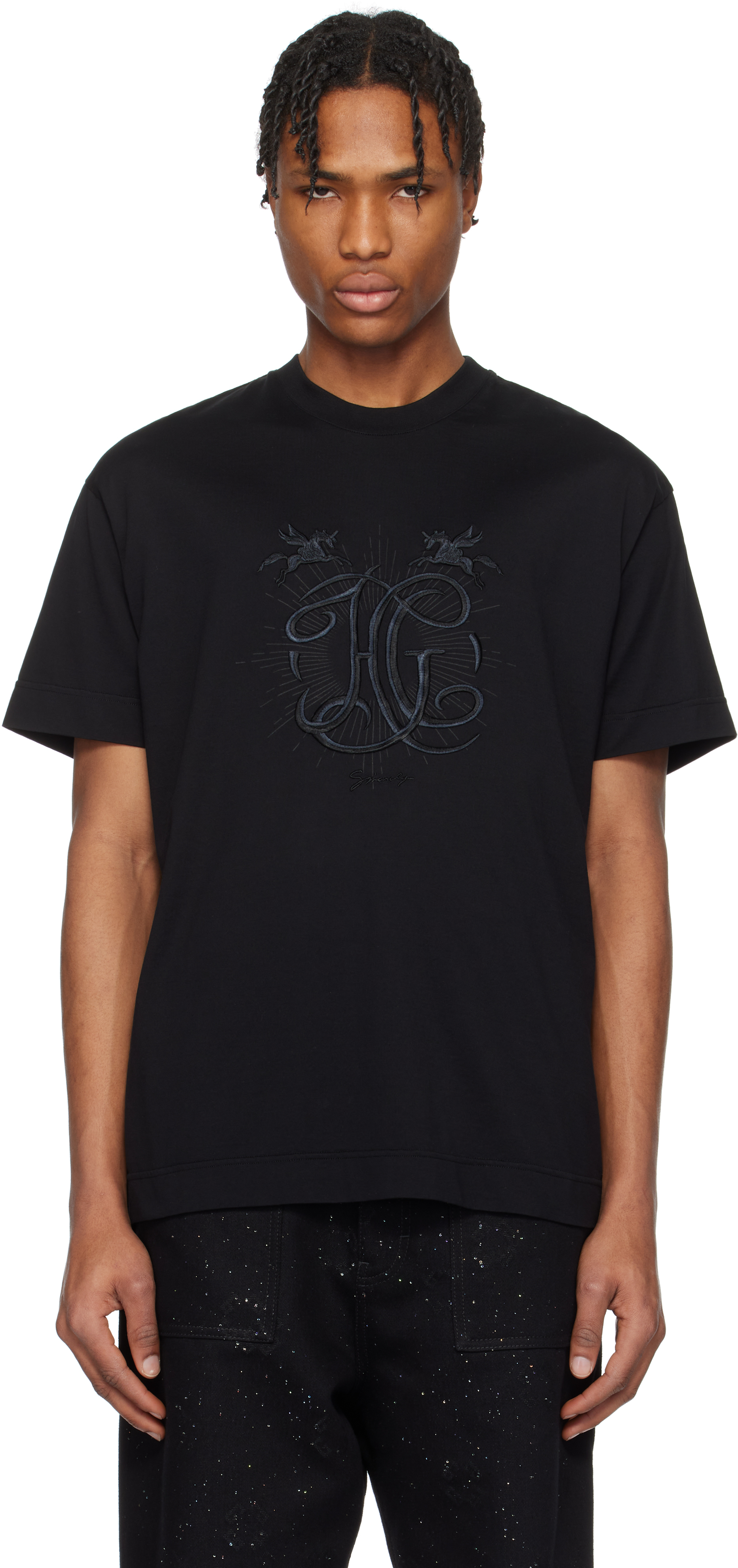 Black 'HG' Embroidery T-shirt