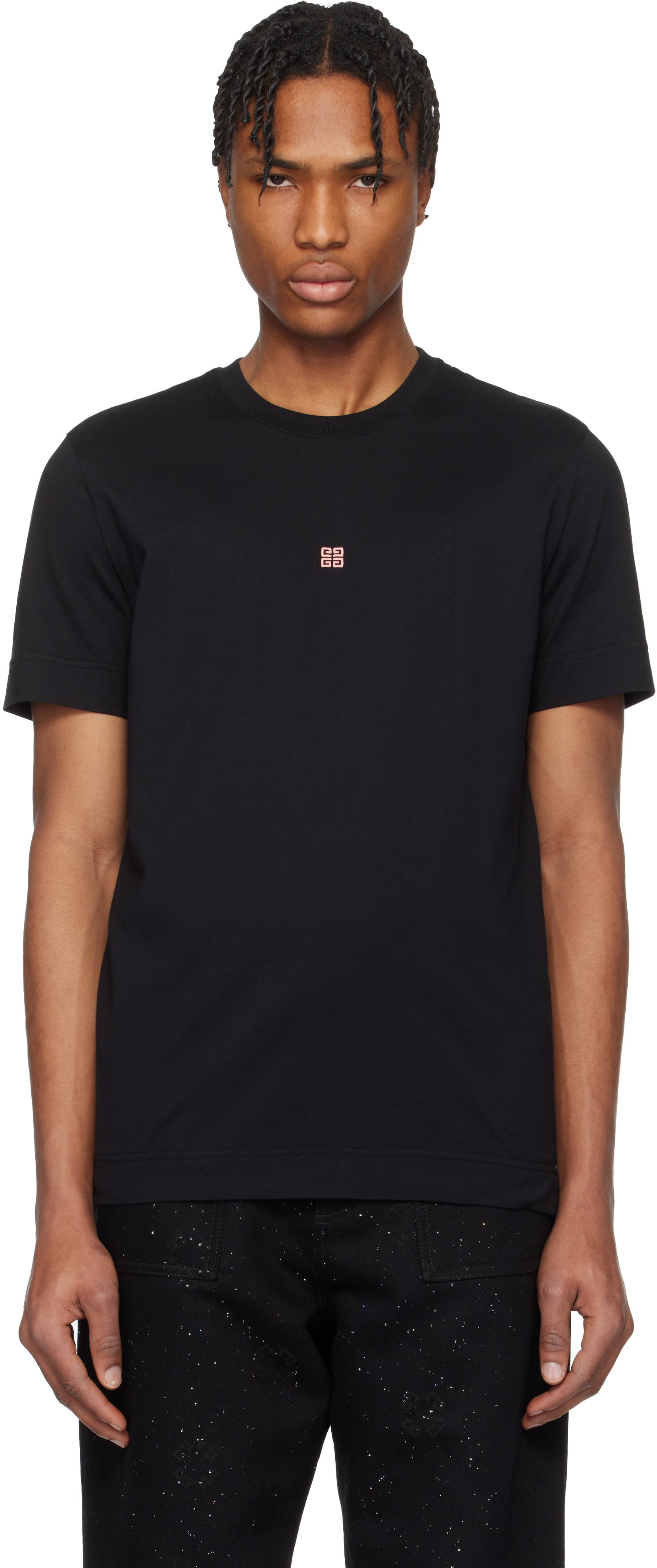 Black Slim-Fit 4G Embroidery T-shirt