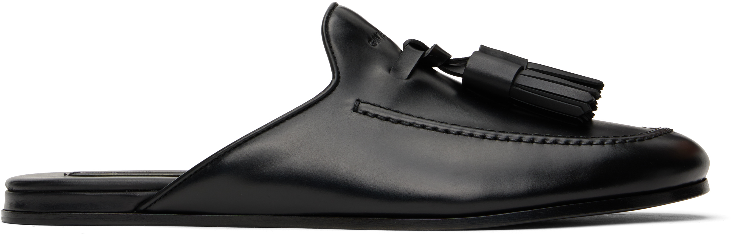 Black Leather Slippers