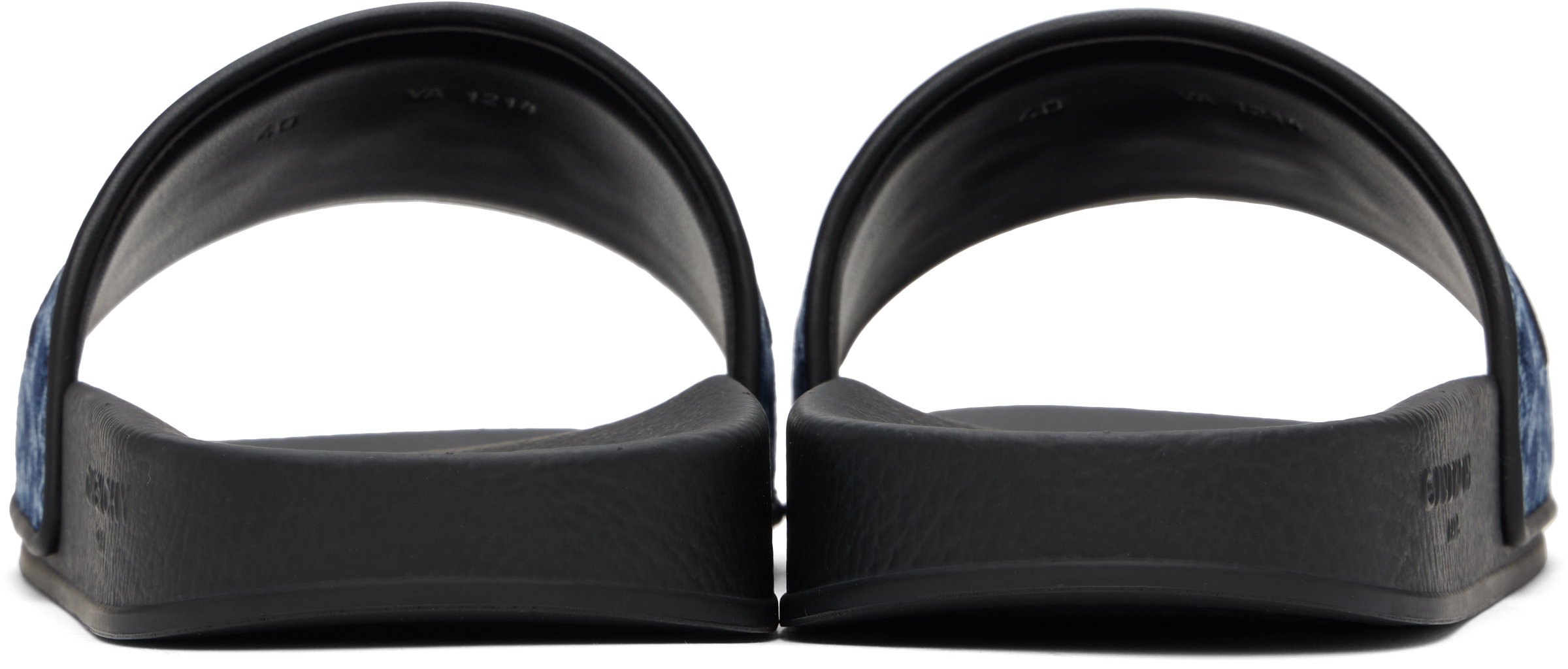 Givenchy Slide Flat Mules In Monogram 72 Denim In 401-dark Blue
