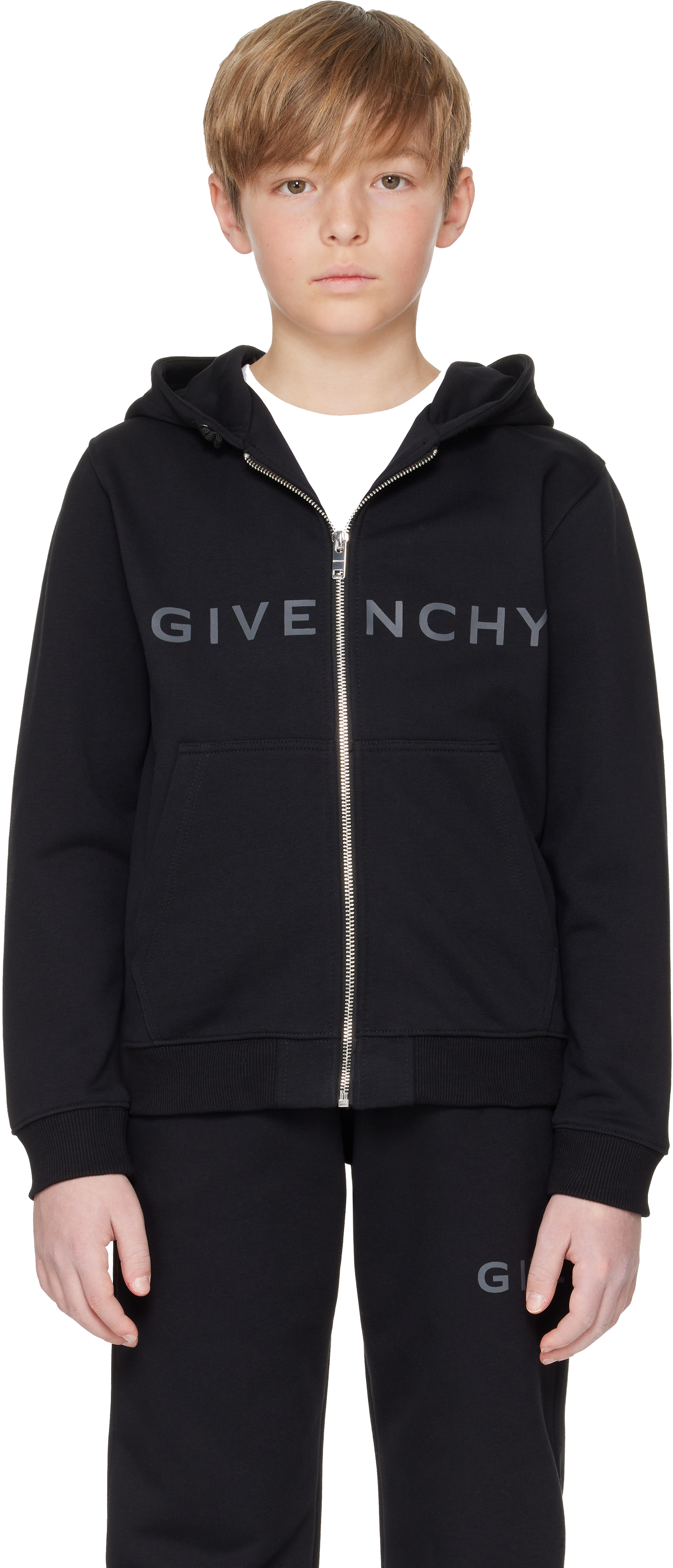 Givenchy Kids Black '' 4g Zip Hoodie In 09b Black