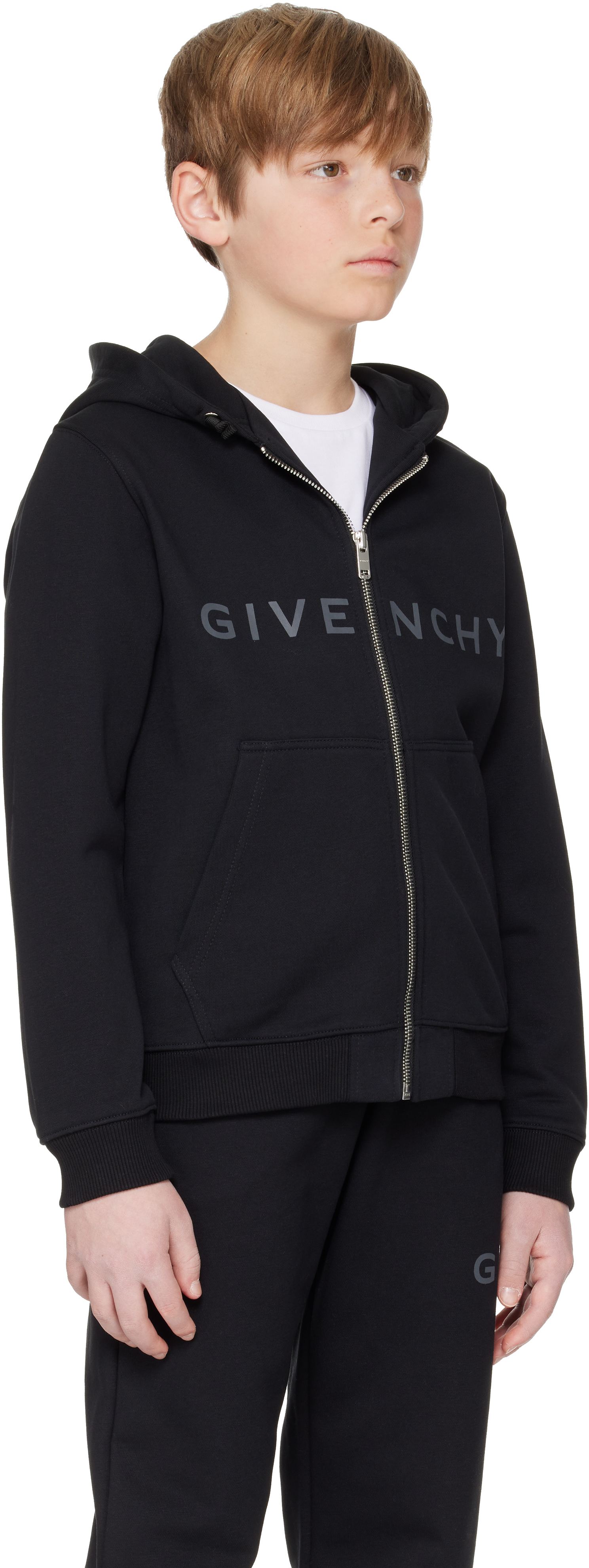 Givenchy Kids Black '' 4g Zip Hoodie In 09b Black