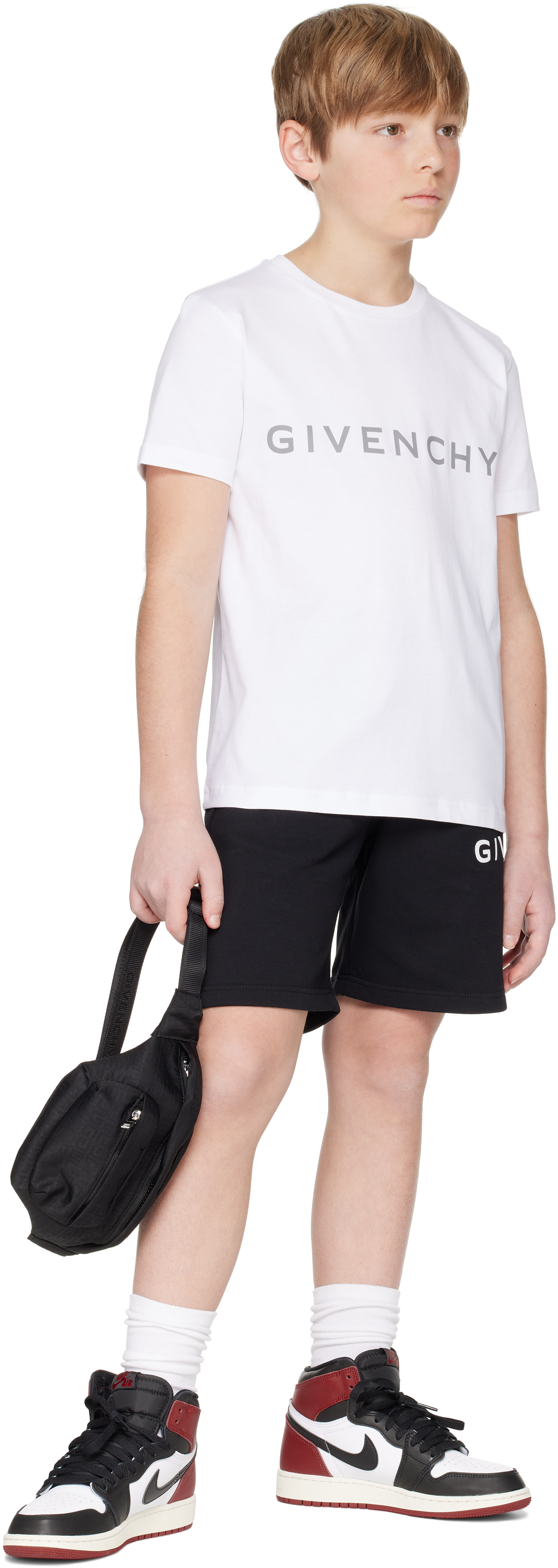 Givenchy Kids Black Nylon Belt Bag In 09b Black