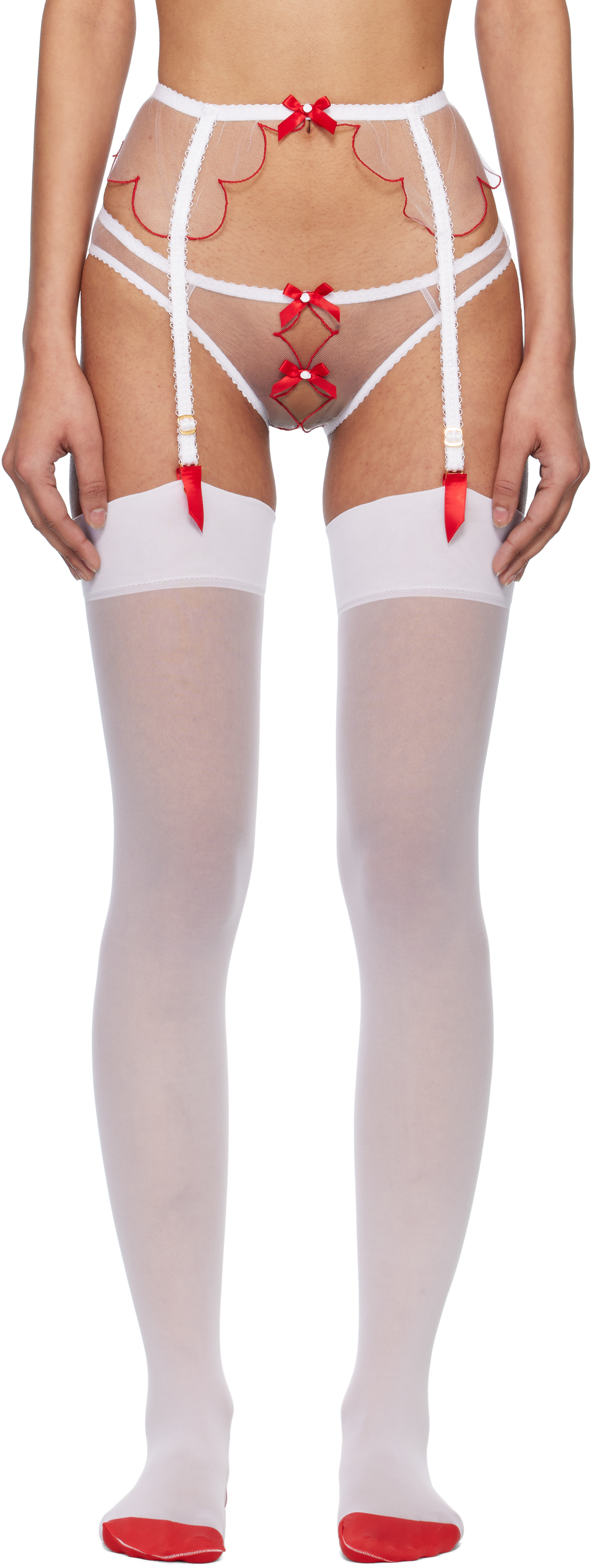 White & Red Lorna Garter Belt