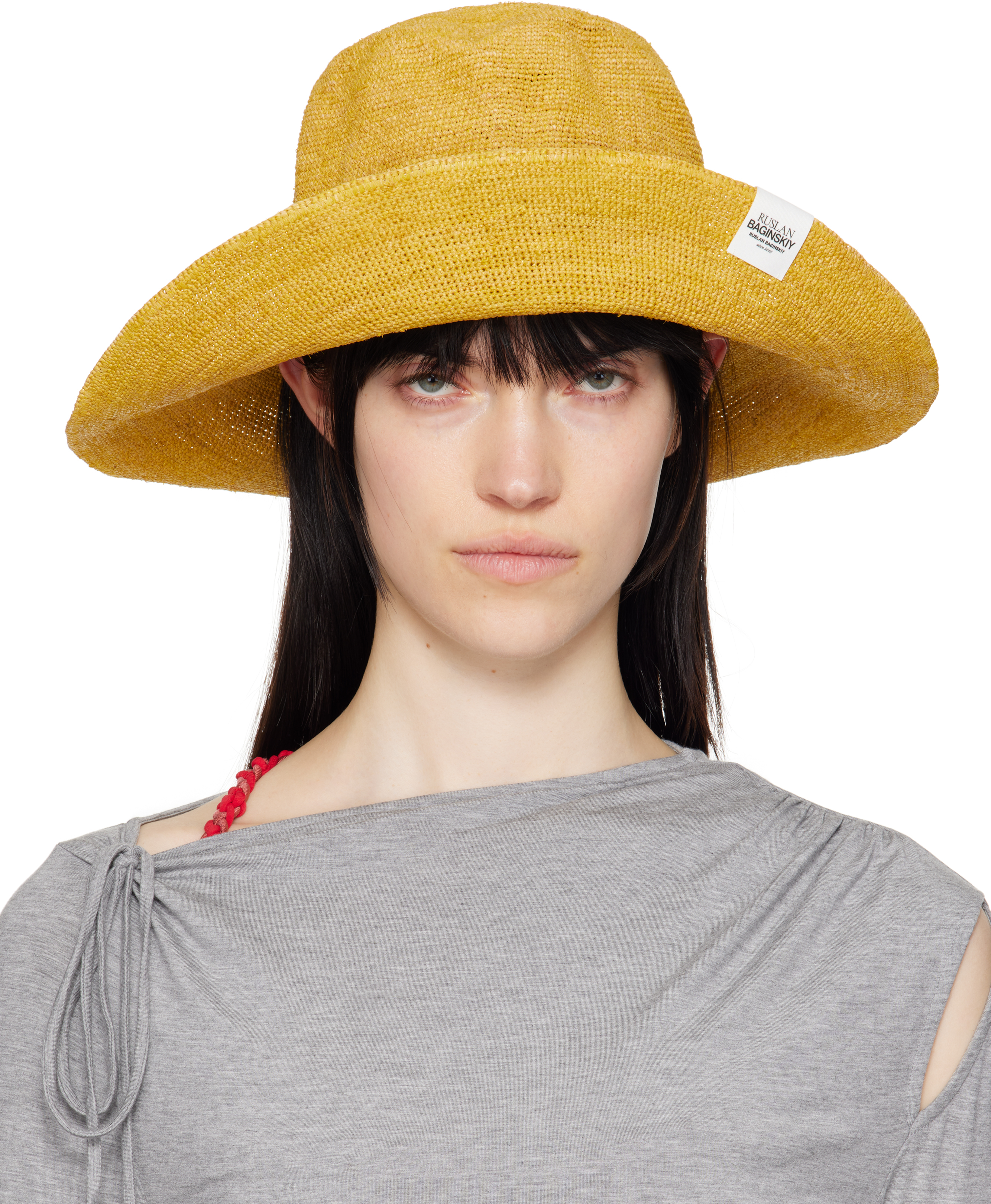 Yellow Straw Bucket Hat