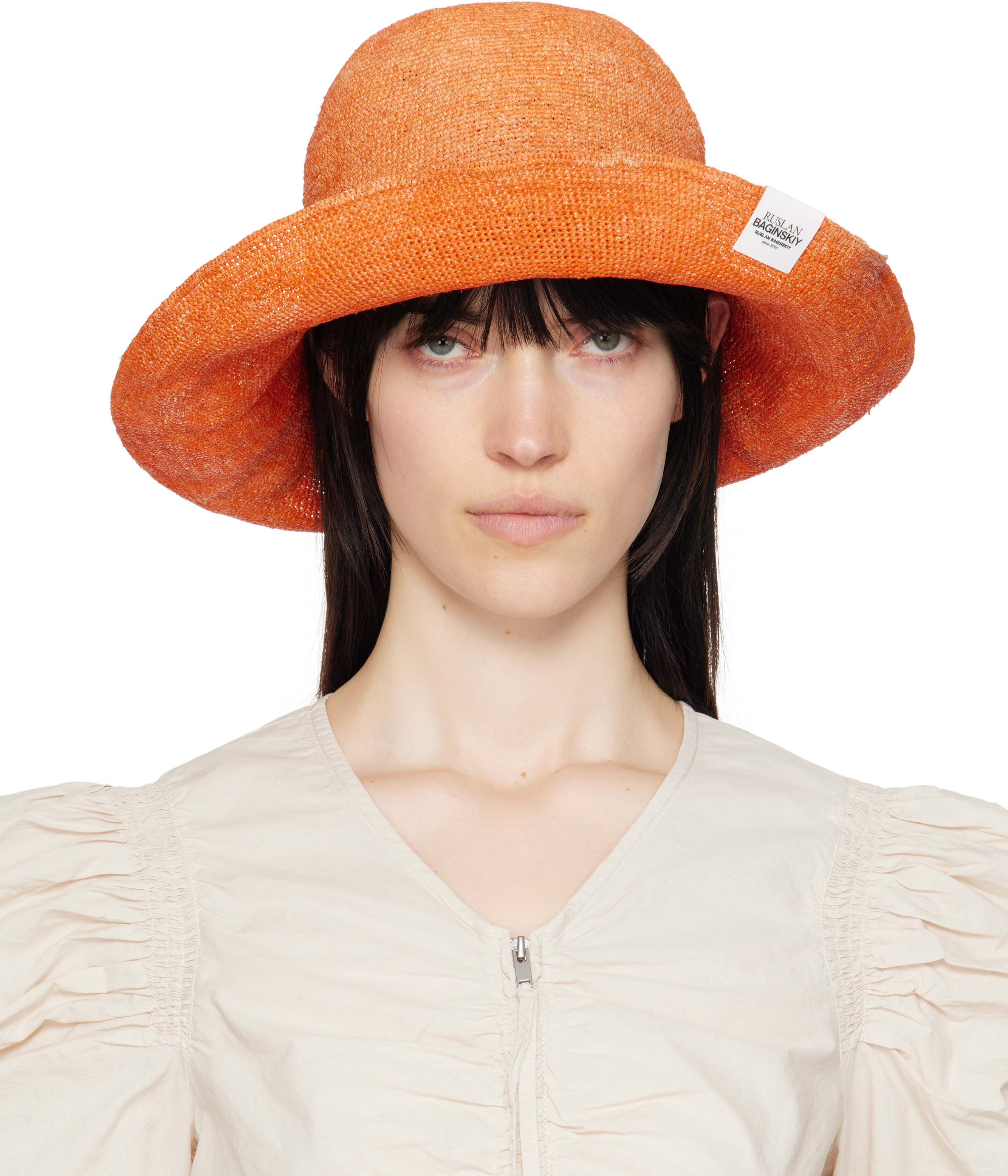 Orange Straw Bucket Hat