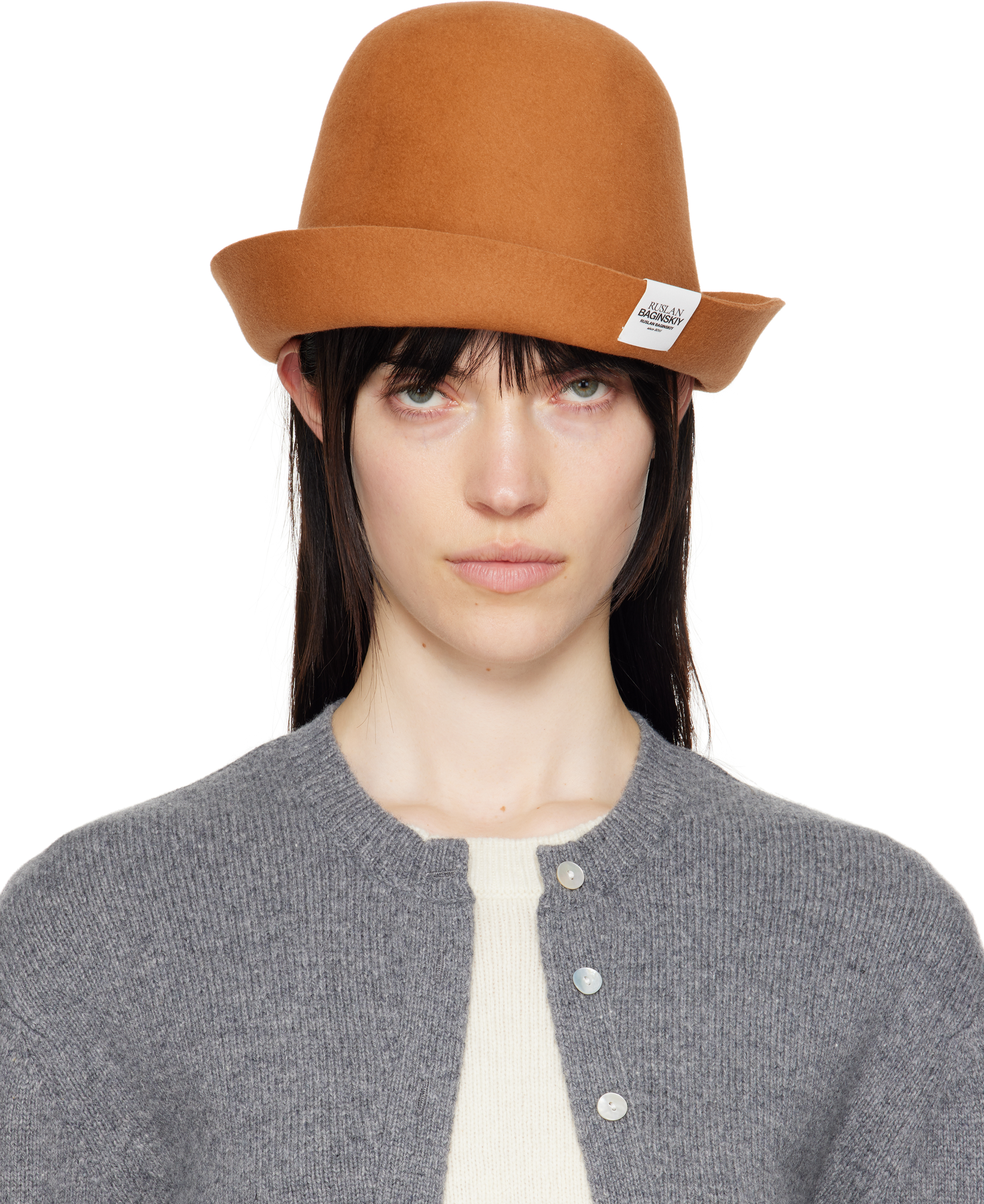 Tan Bell-Shaped Felt Hat