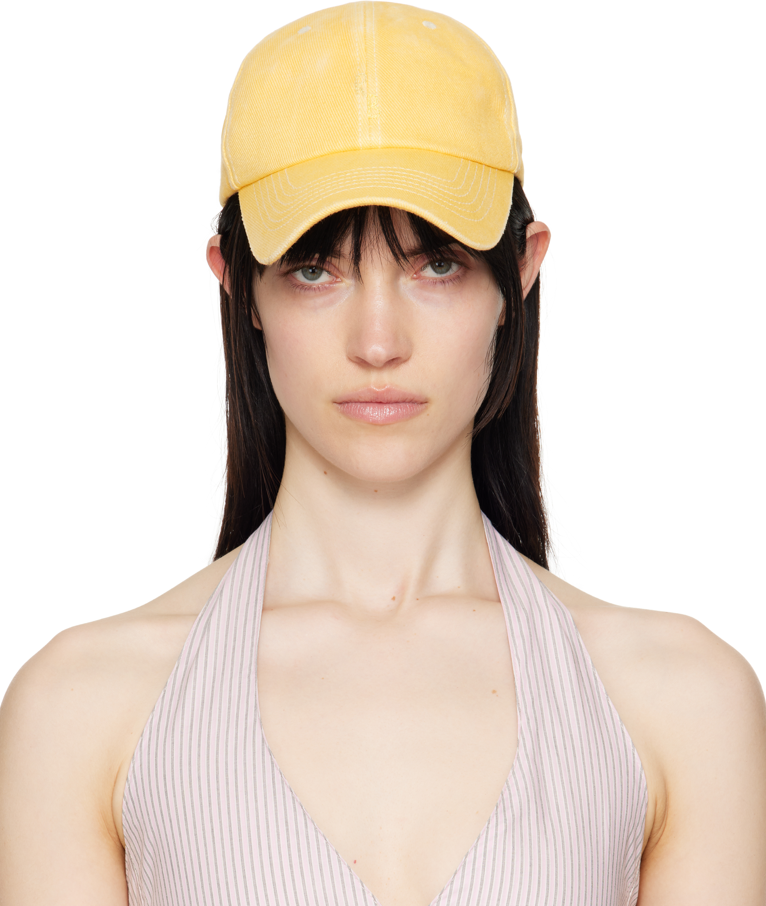 Yellow Hand-Embroidered Baseball Cap