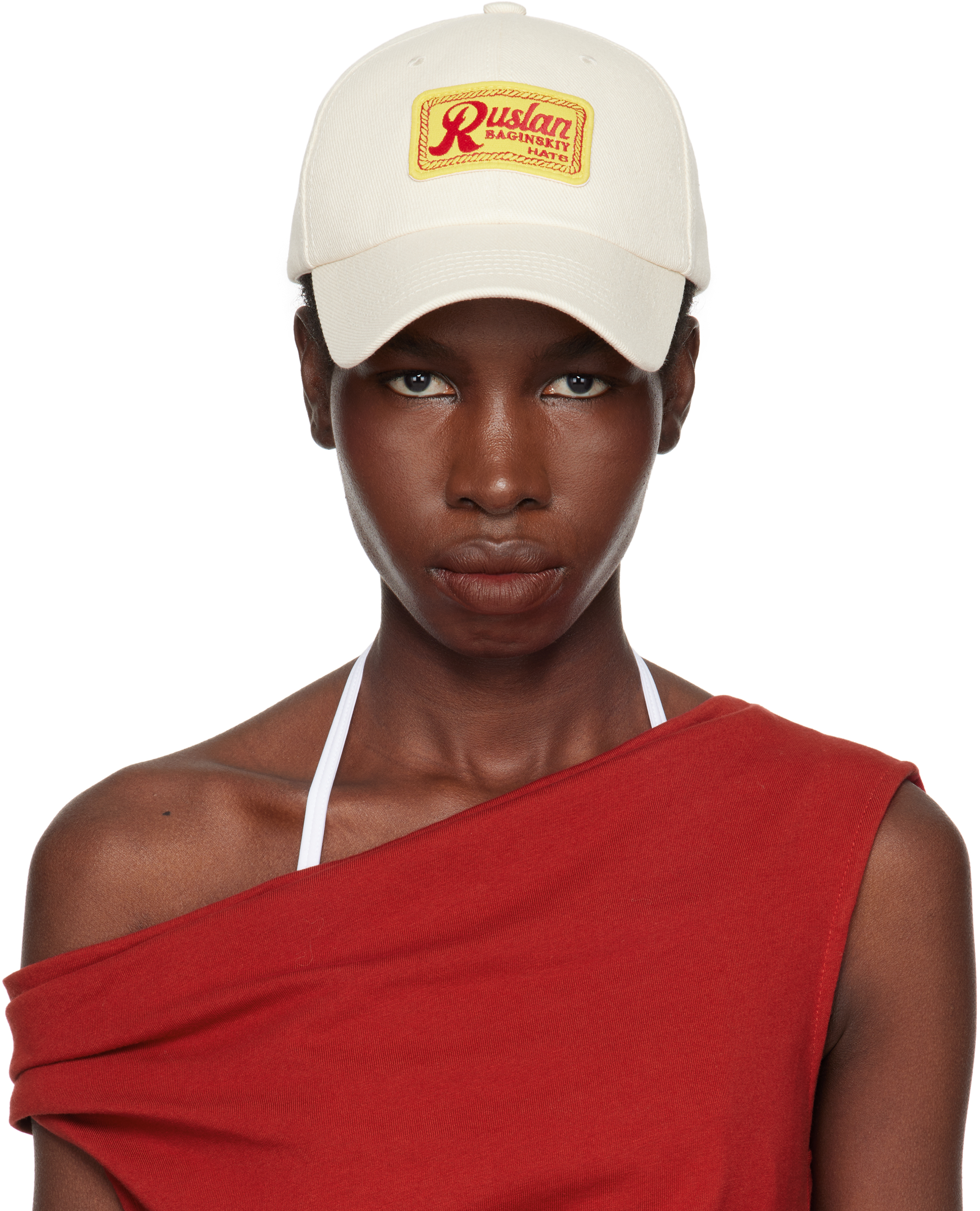 Beige Logo Patch Baseball Cap