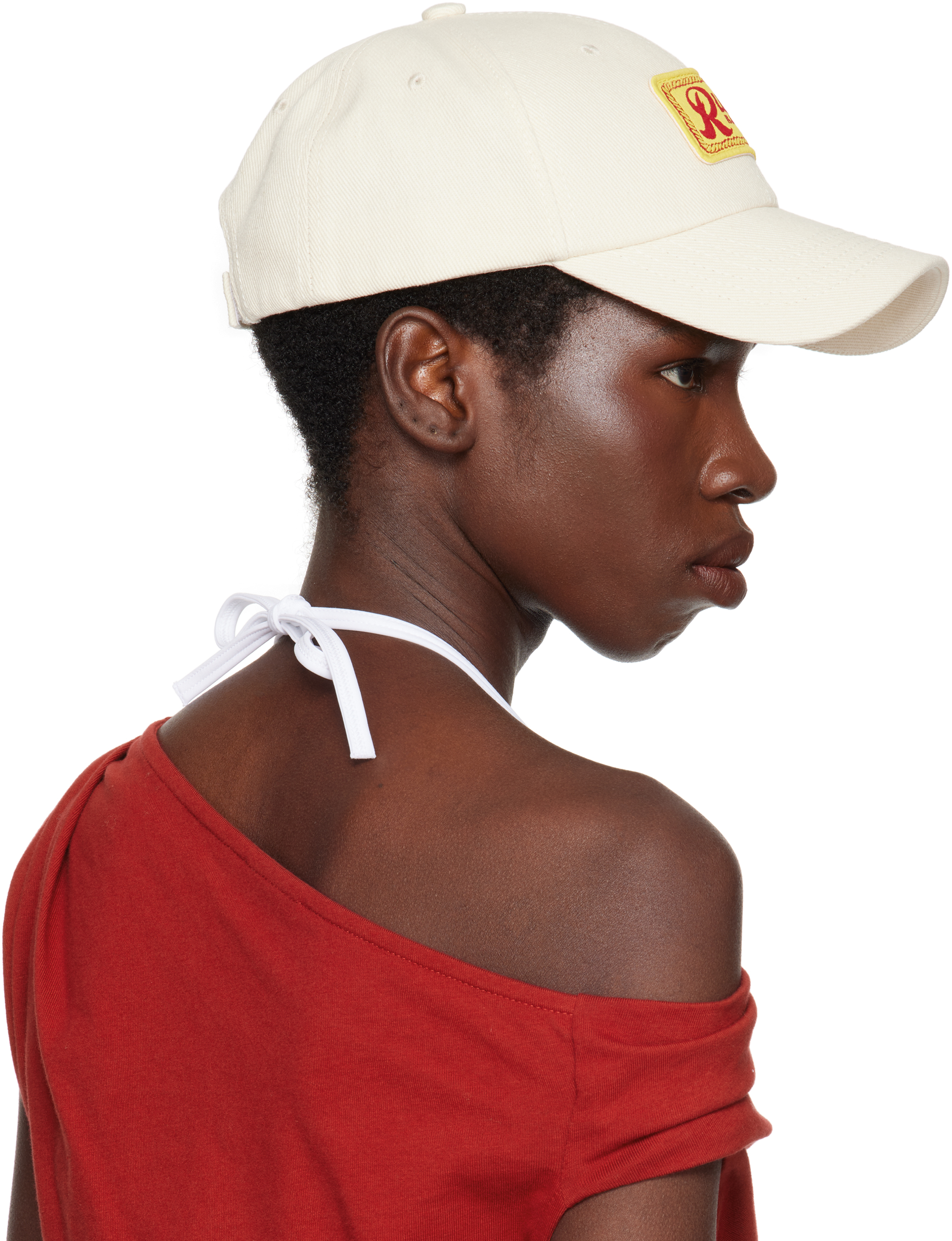 Beige Logo Patch Baseball Cap