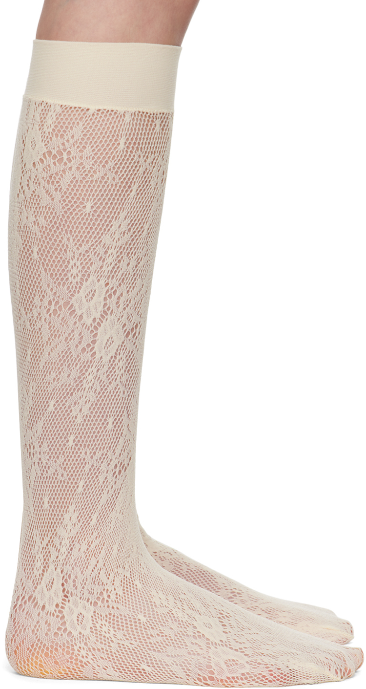 Off-White Rosa Lace Knee-High Socks