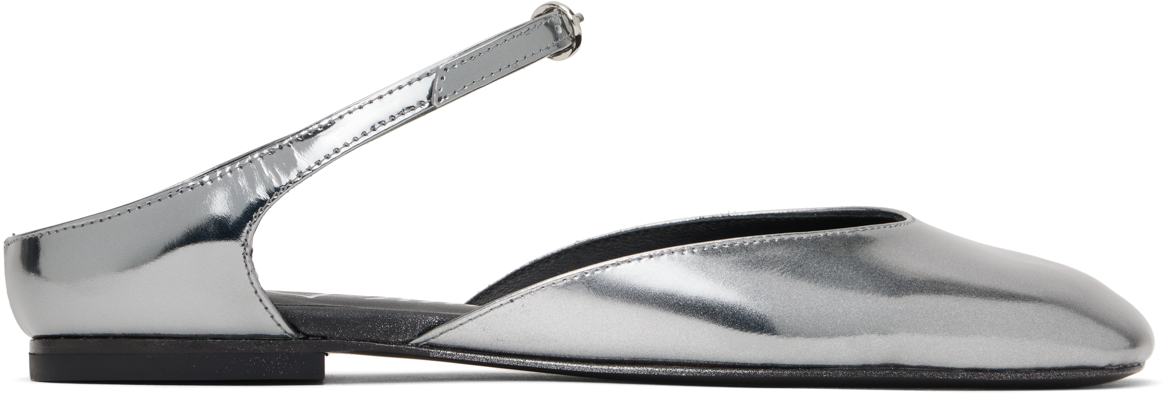 Silver ID Mary Jane Ballerina Flats