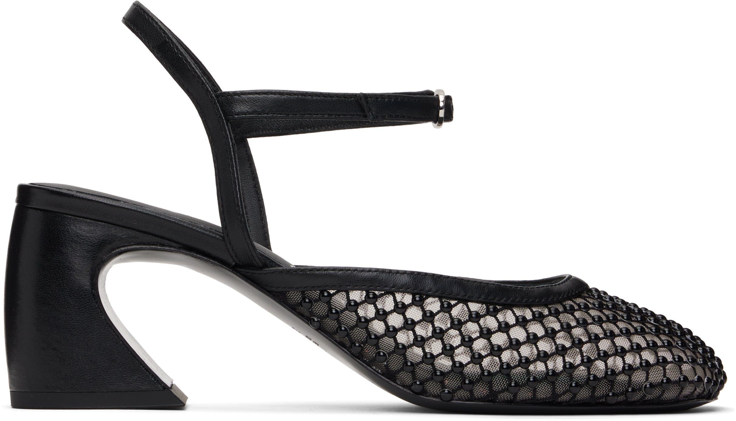 Black ID Mesh Mary Jane Heels