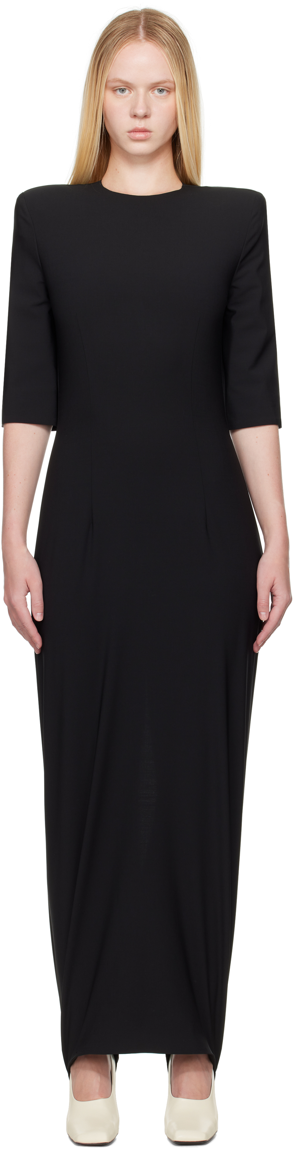 Black Tailored Fuseau Maxi Dress