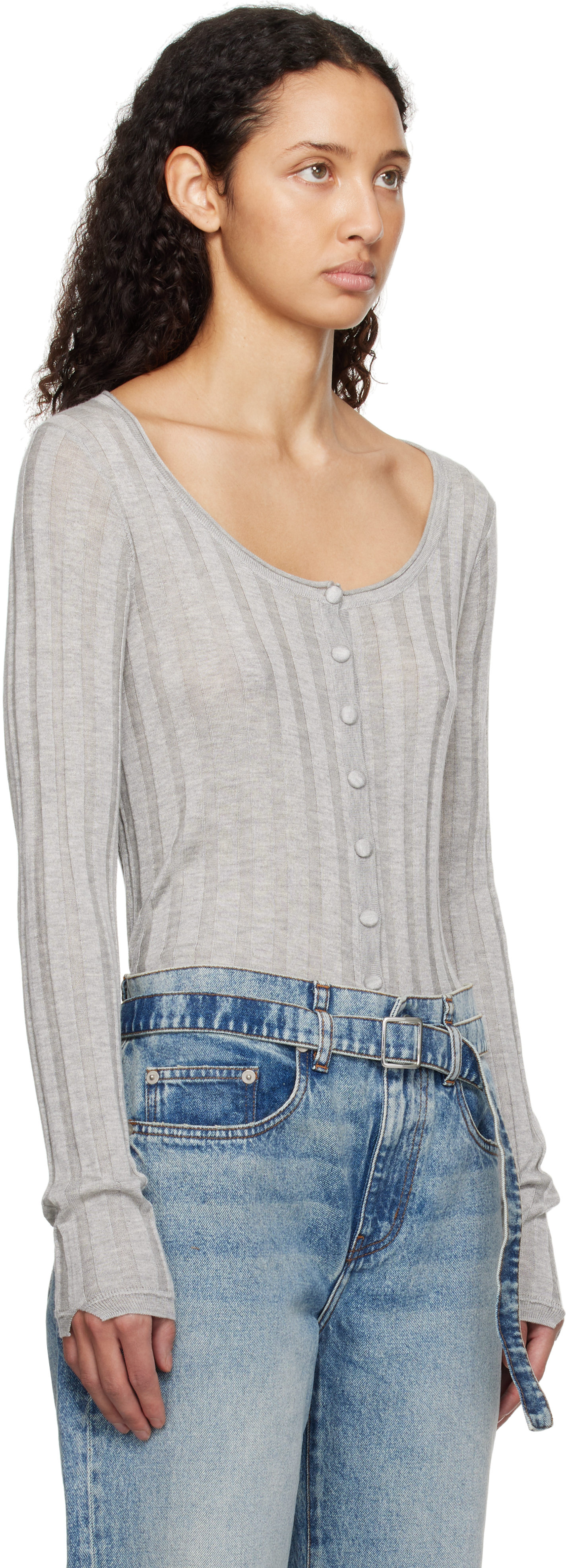 Shop Proenza Schouler Gray White Label Hattie Cardigan In Foggy