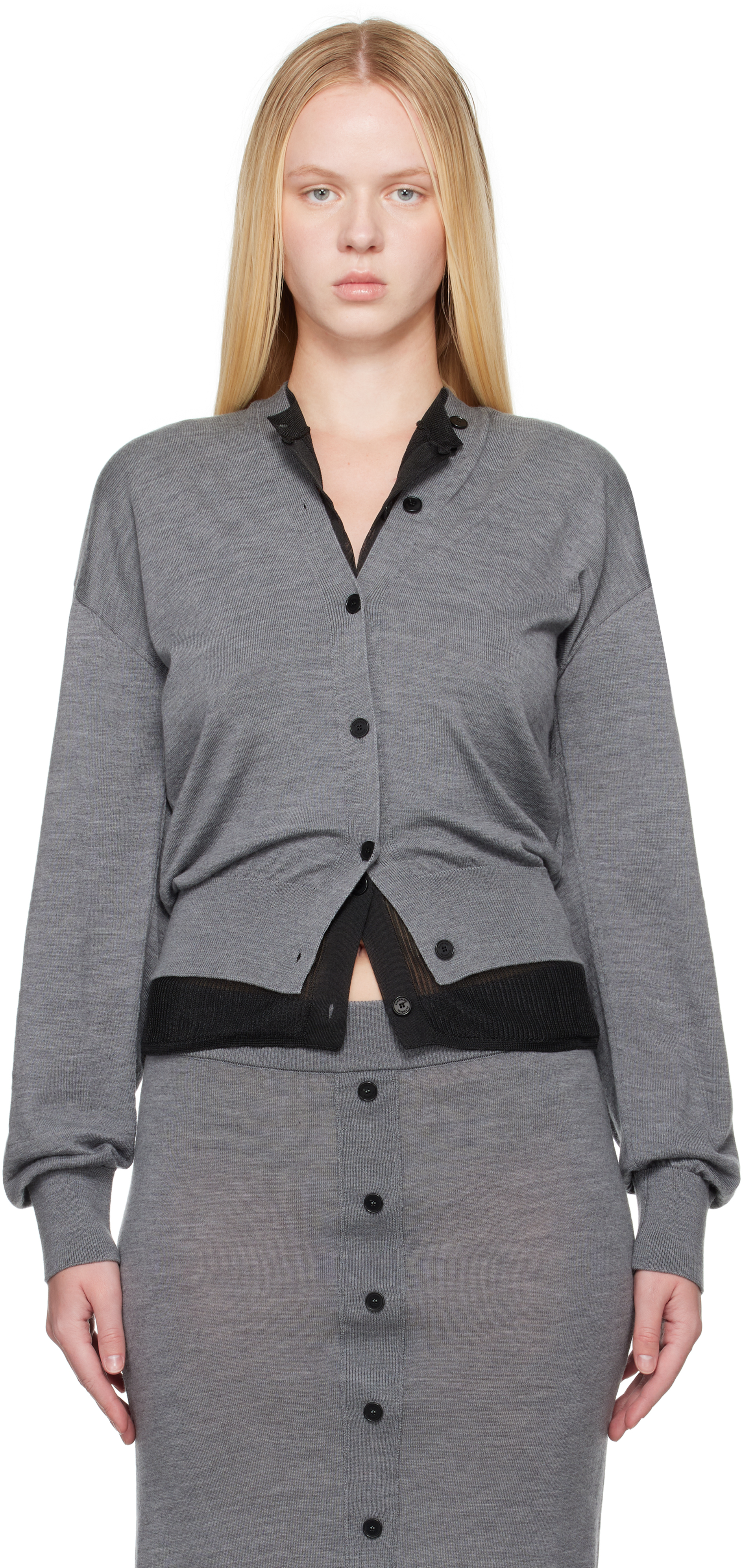 Gray Knit Bascule Cardigan