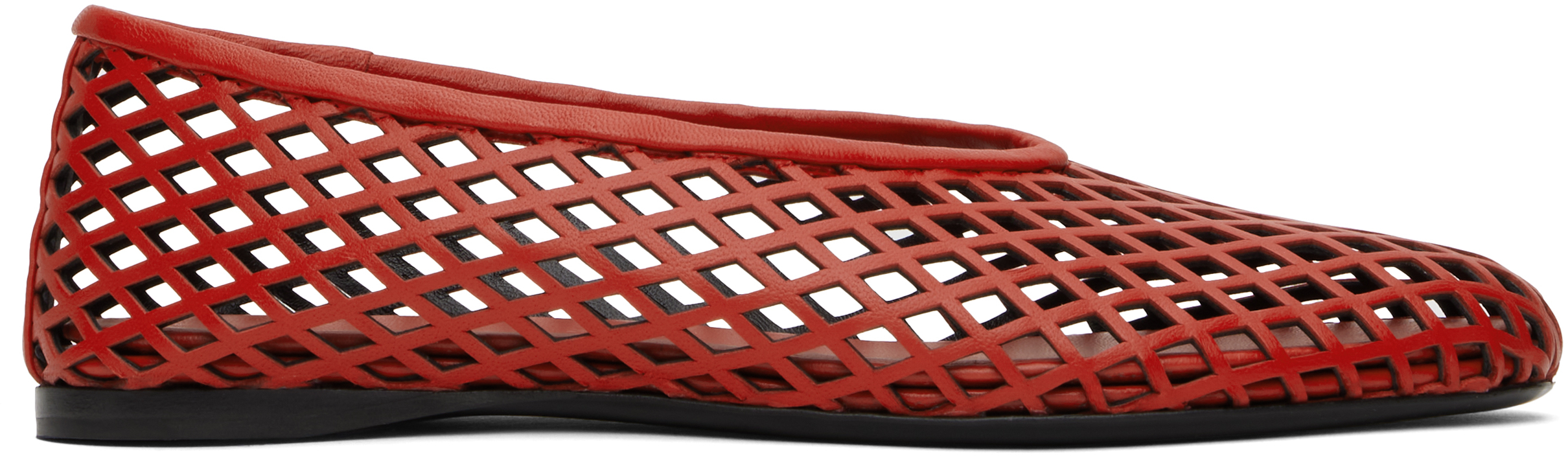 Red Tee Perforated Ballerina Flats