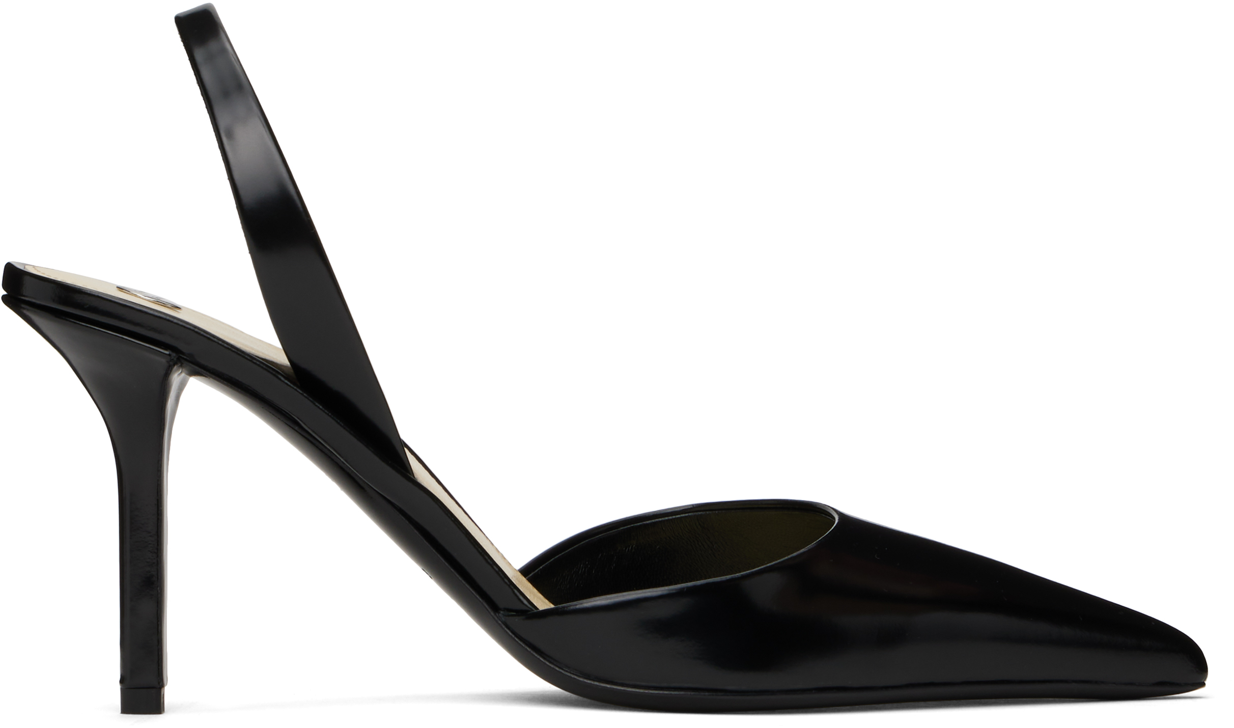 Black Slash Slingback Heels