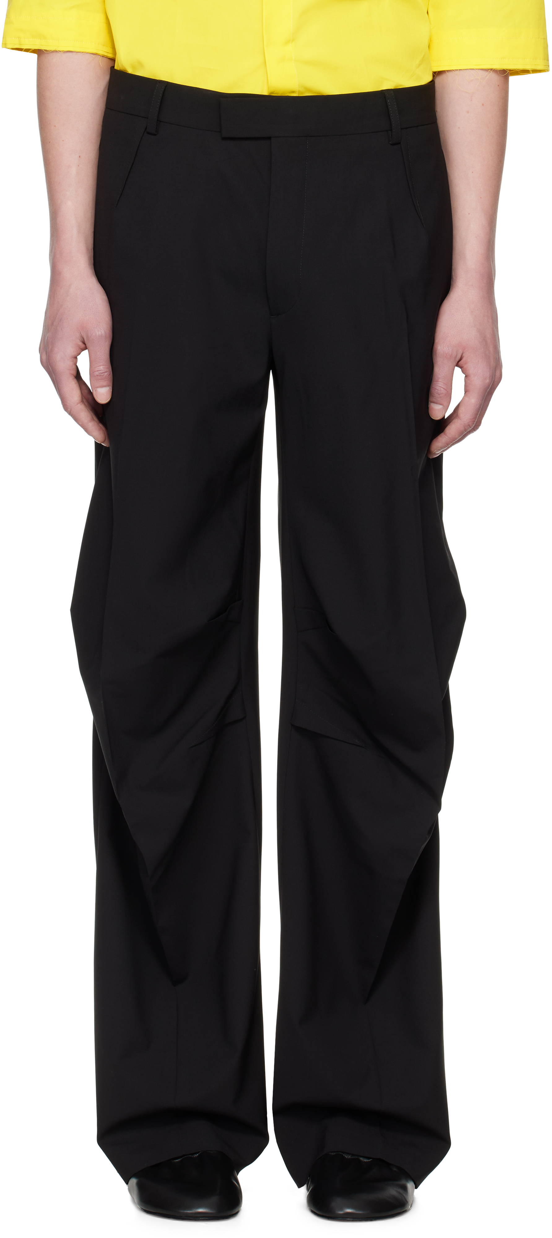 Black Knee Tailored Trousers