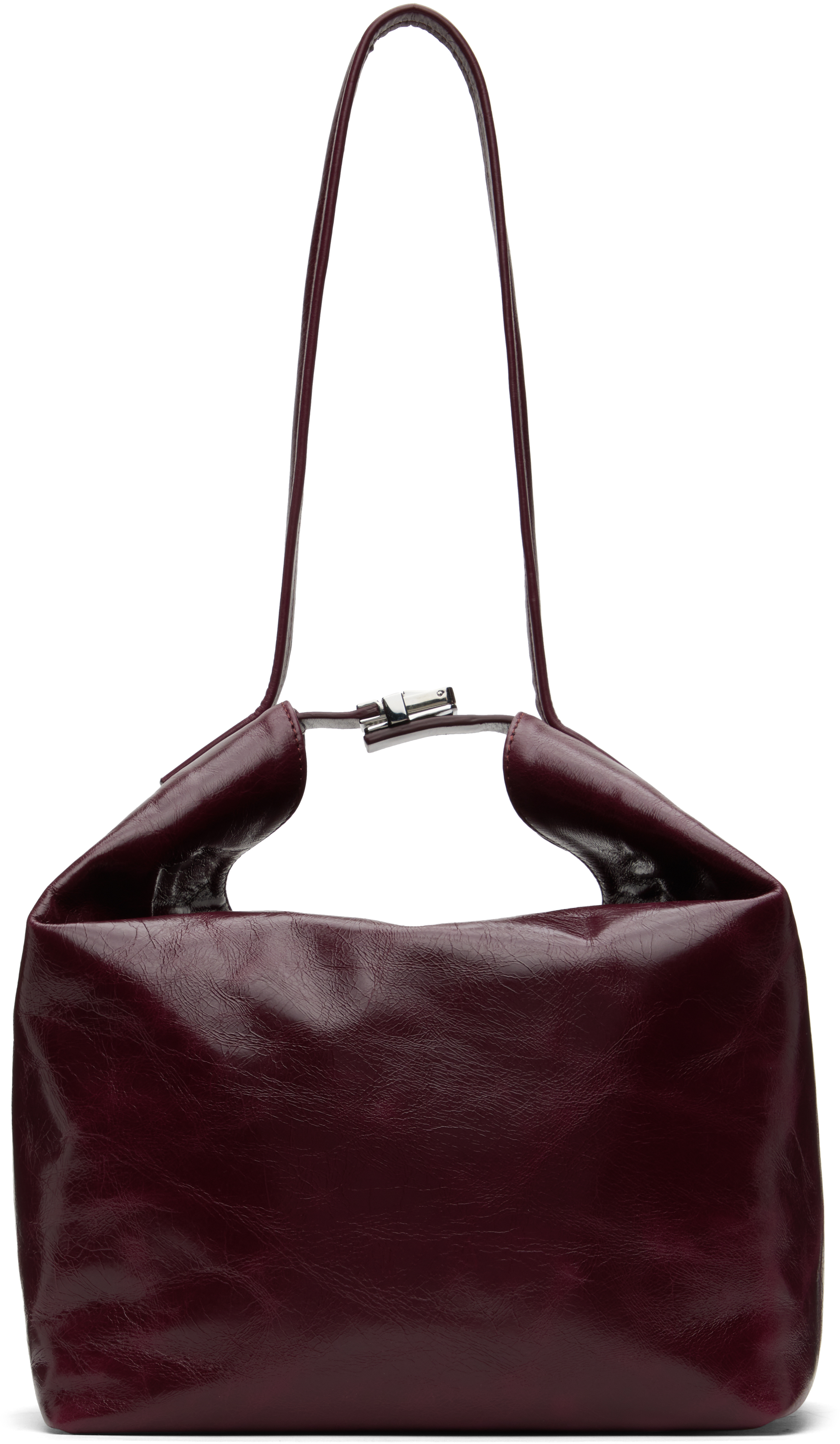 Burgundy Maxi Bea Creased Leather Bag