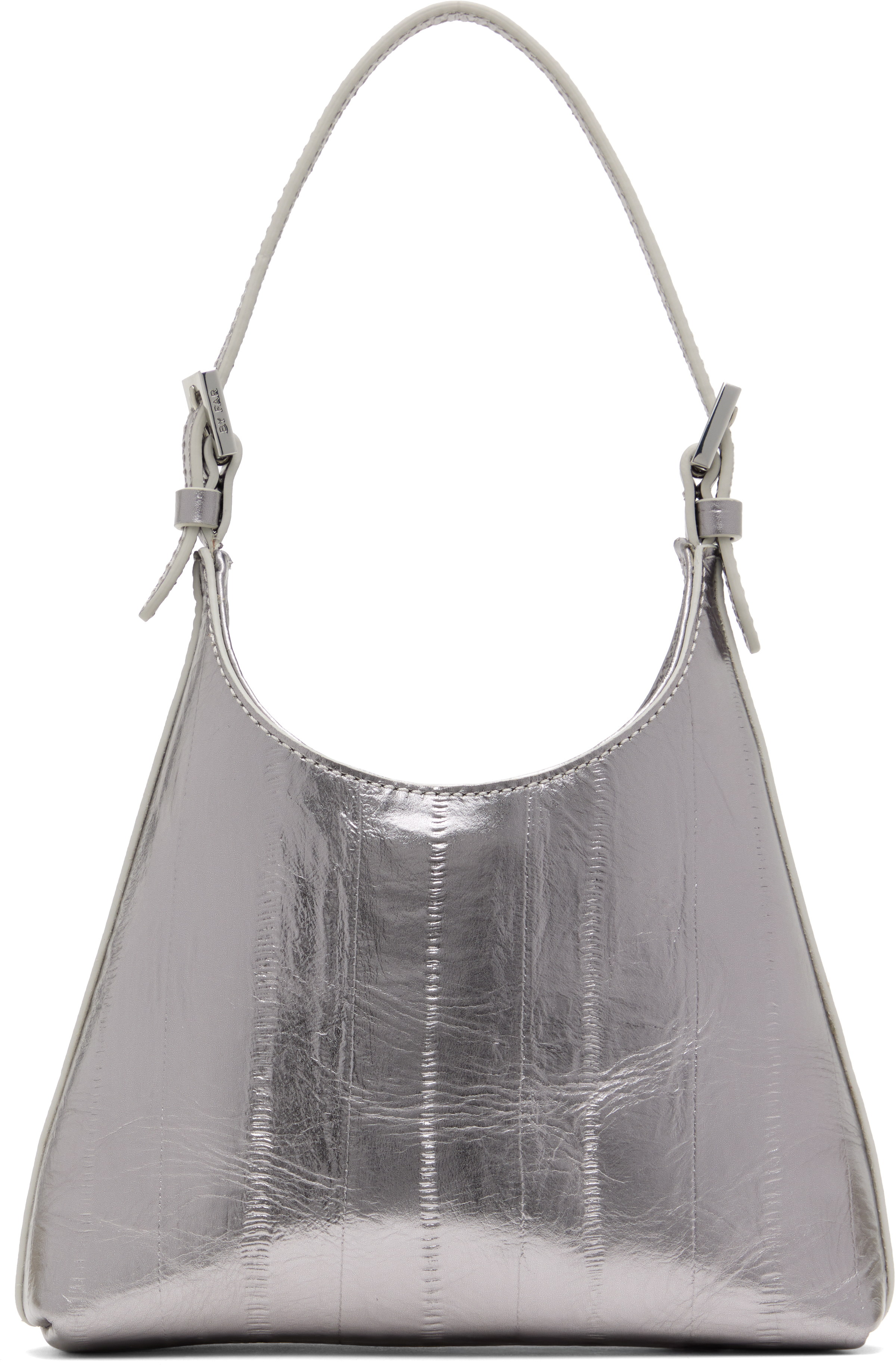 By Far Silver Baby Camryn Metallic Leather Bag