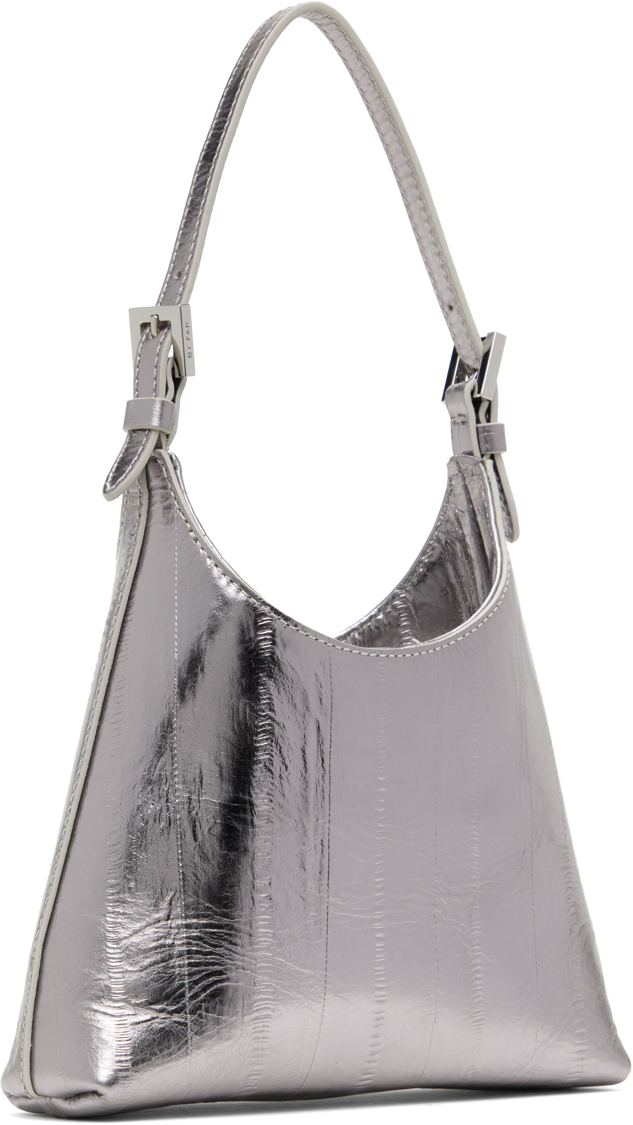 By Far Silver Baby Camryn Metallic Leather Bag