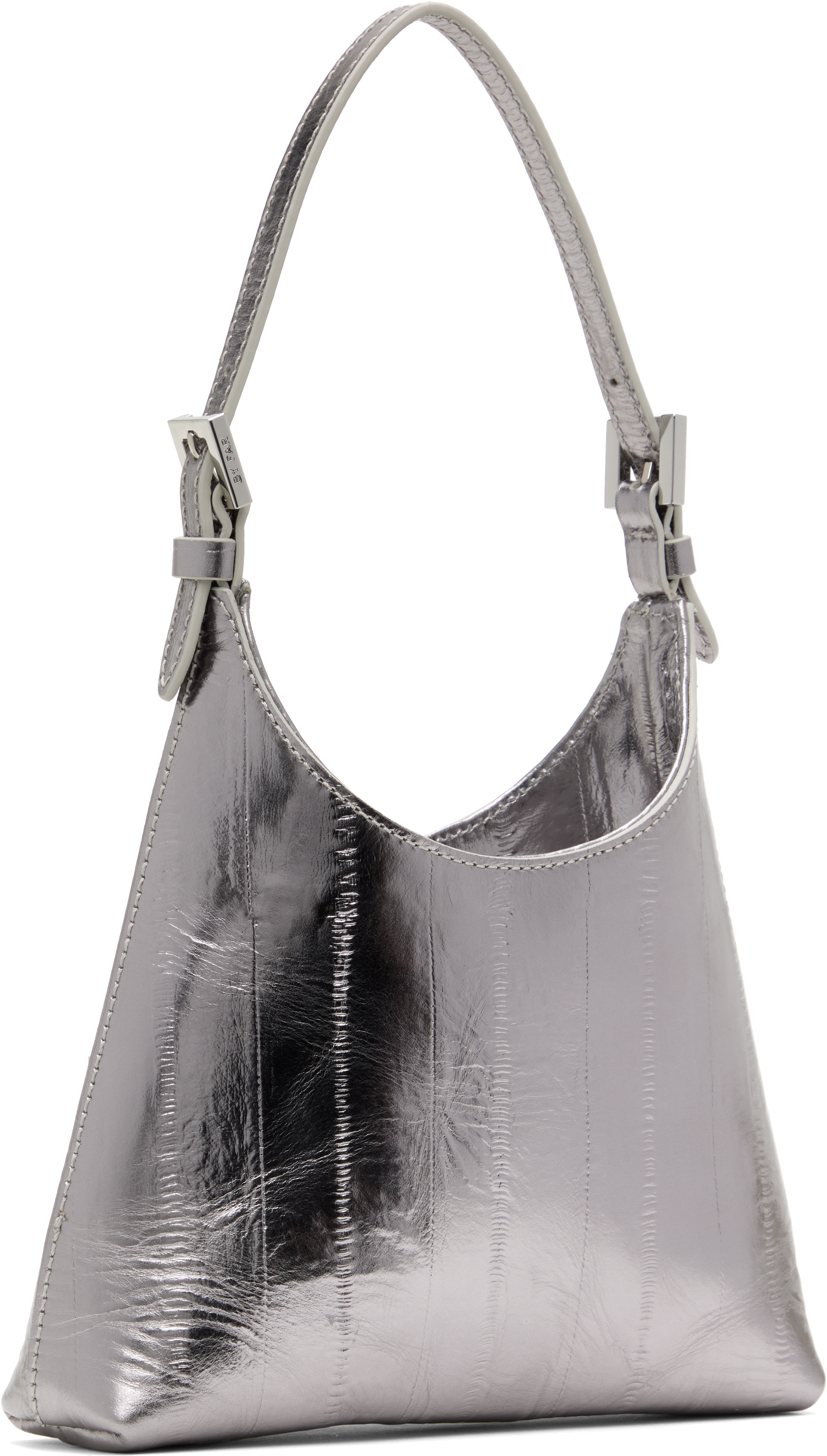 By Far Silver Baby Camryn Metallic Leather Bag