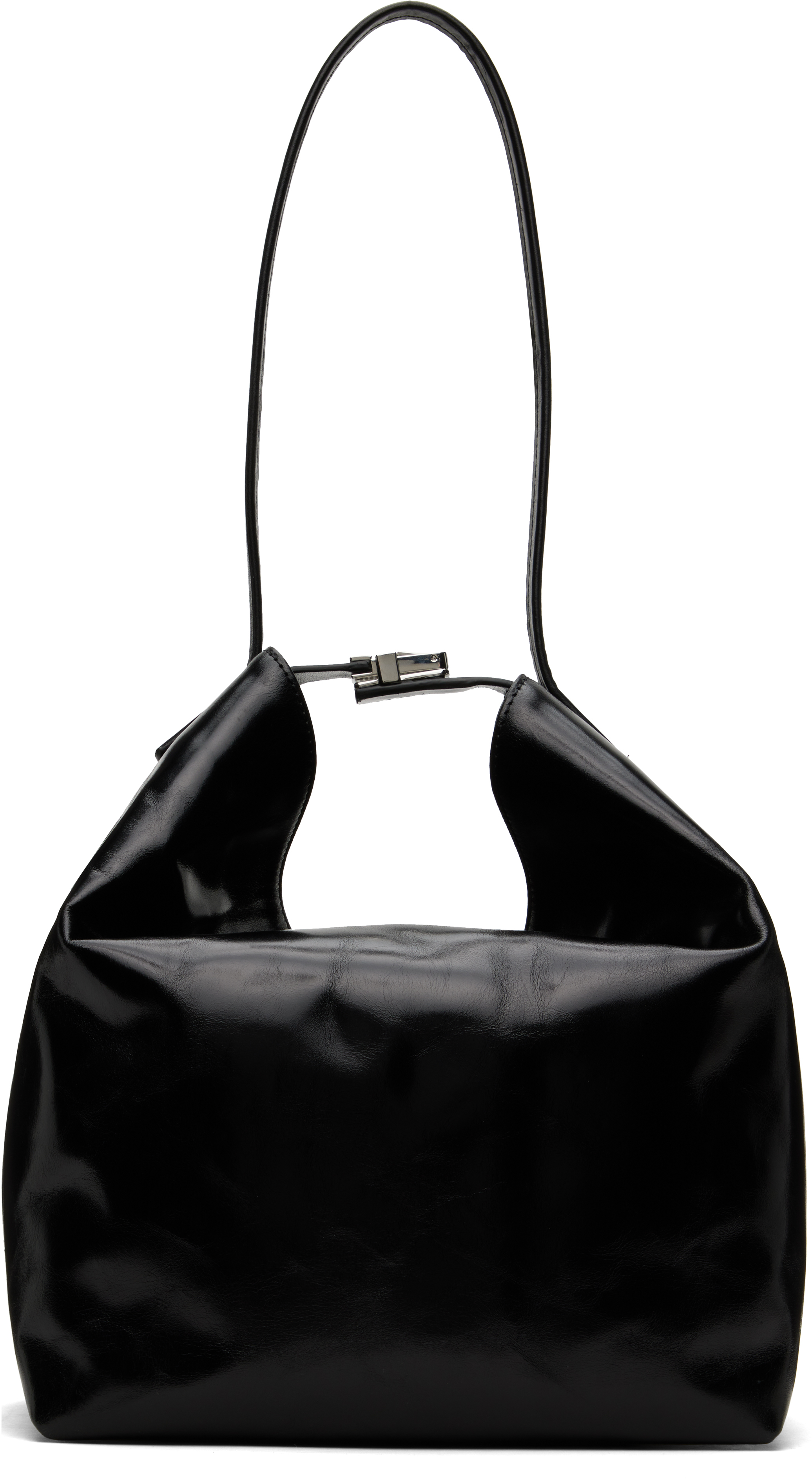 Black Maxi Bea Creased Leather Bag