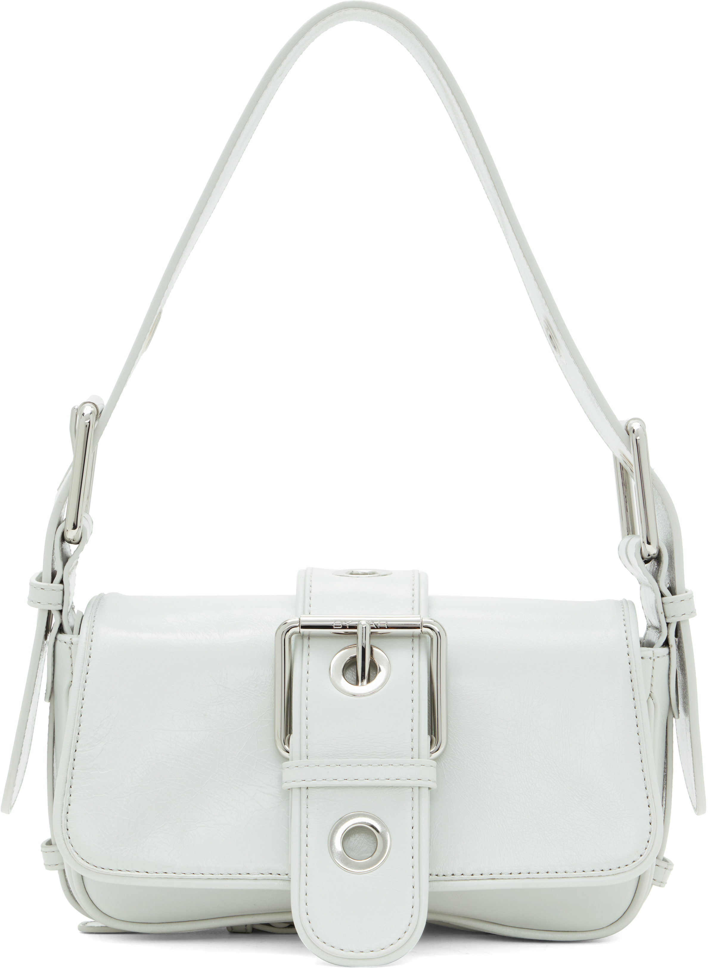 By Far Off-white Eloise Creased Leather Bag
