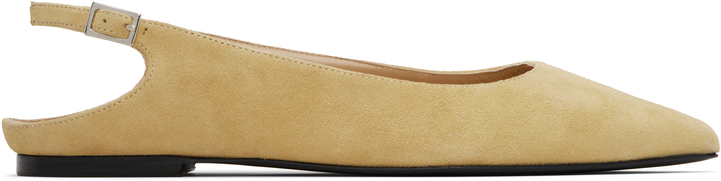By Far Beige Koyna Kid Suede Leather Ballerina Flats