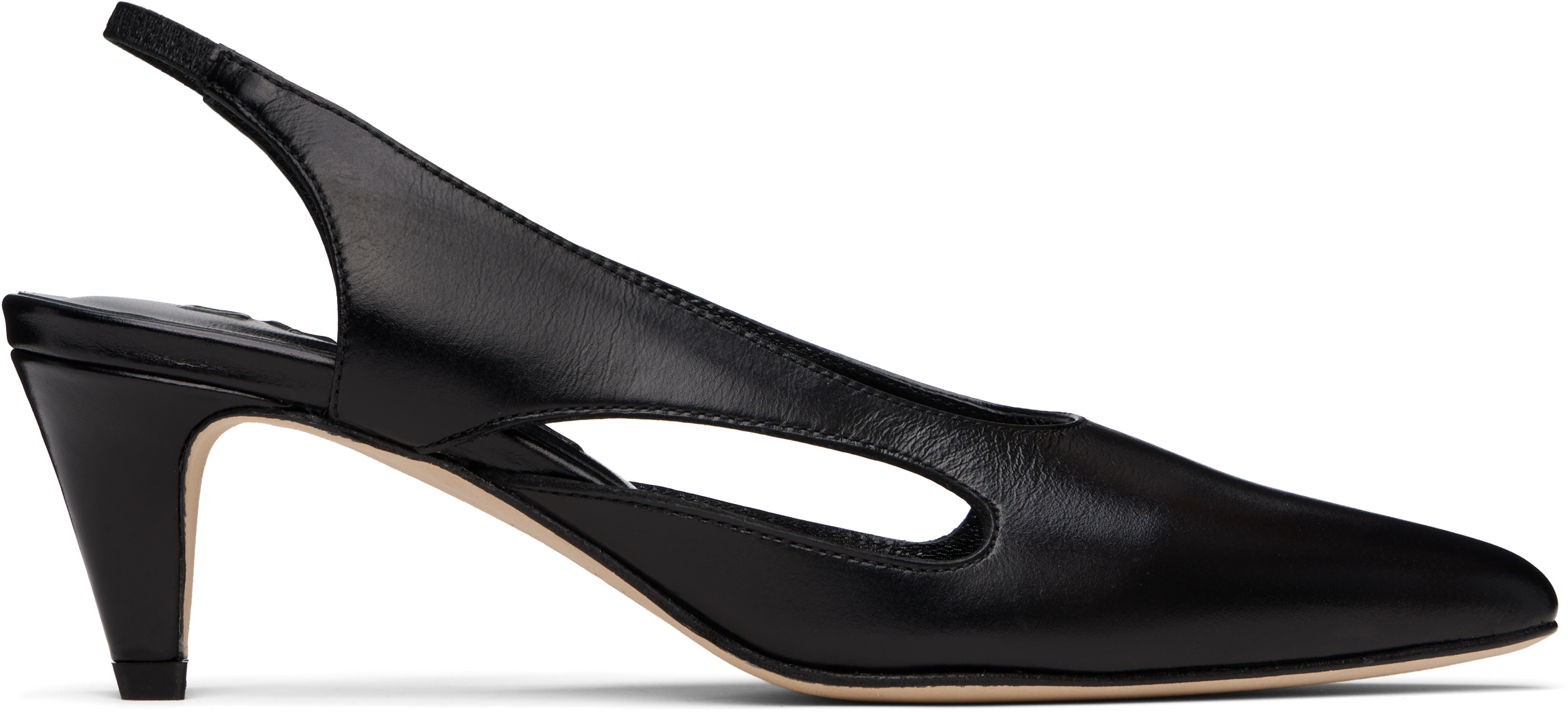 By Far Black Runa Creased Calf Leather Heels